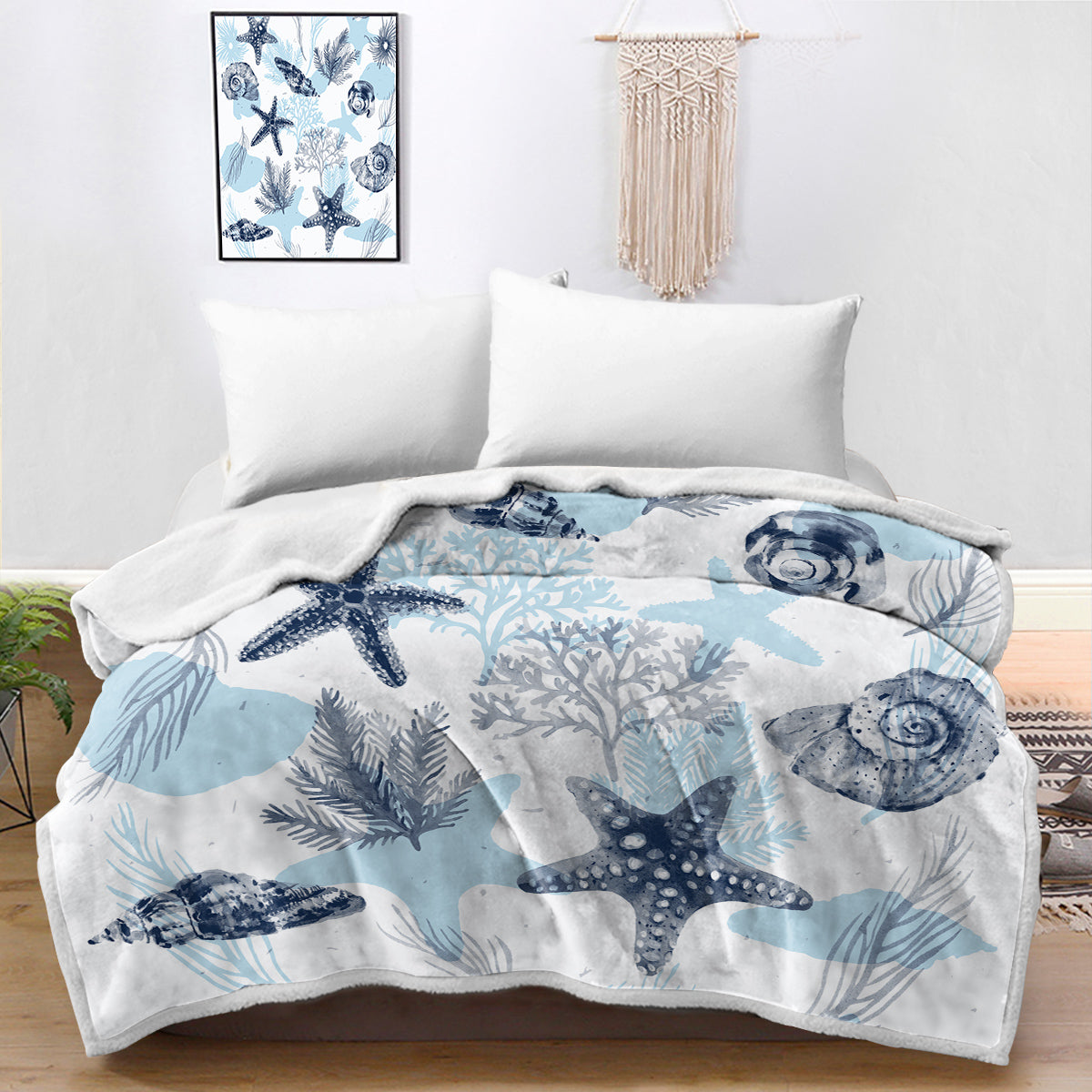 Ocean Blues Soft Sherpa Blanket