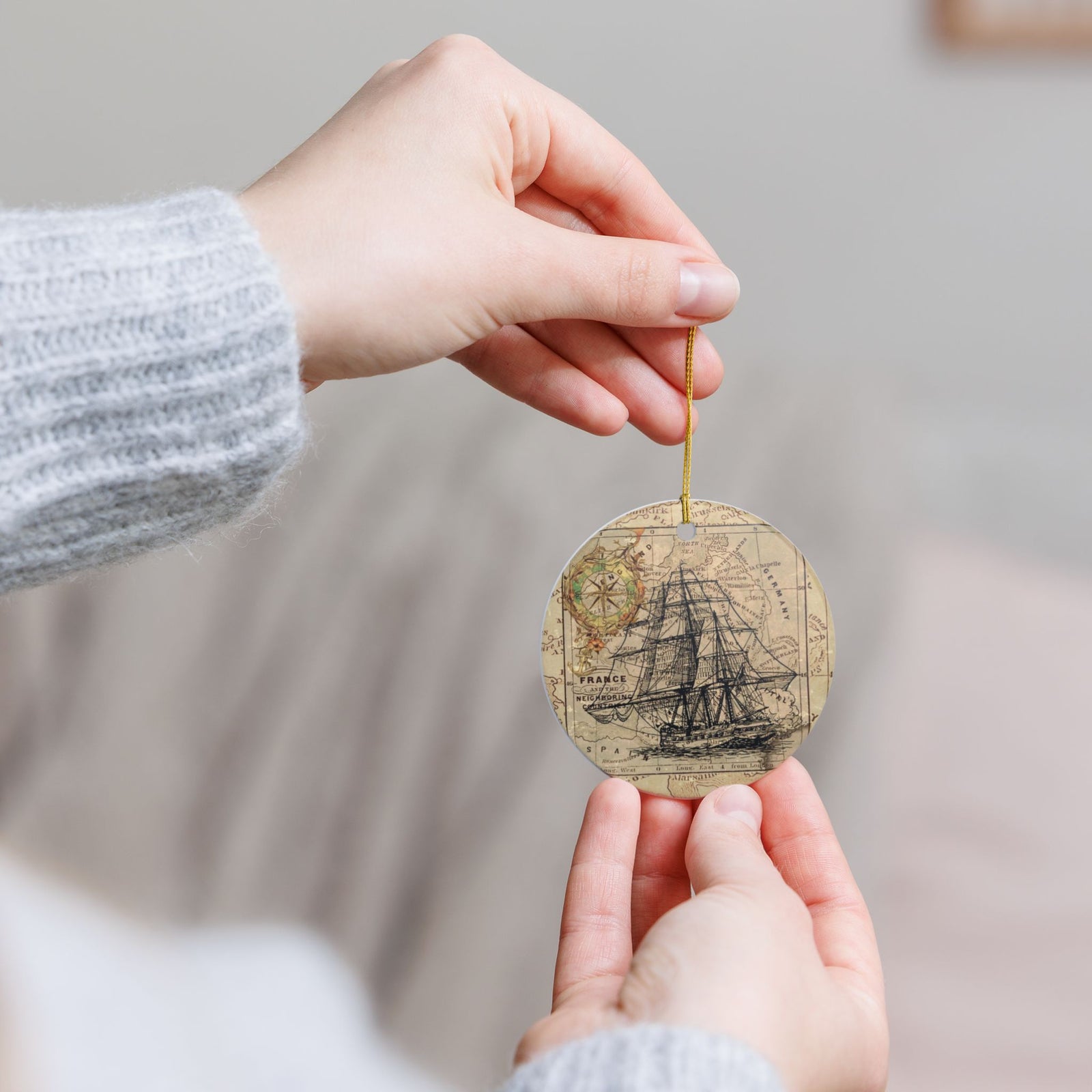 Nautical Cartography of France Ceramic Ornament - Coastal Decoration