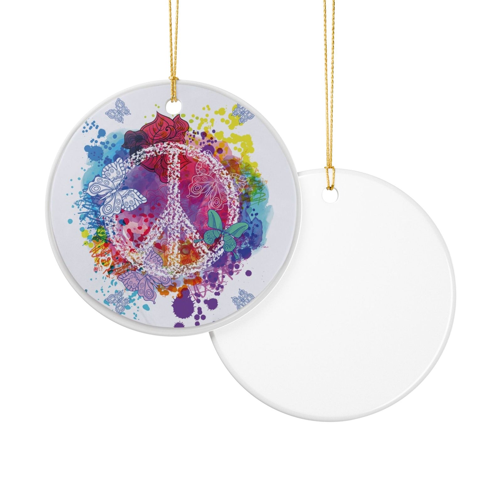 Peace Butterfly Ceramic Ornament - Coastal Holiday Decoration