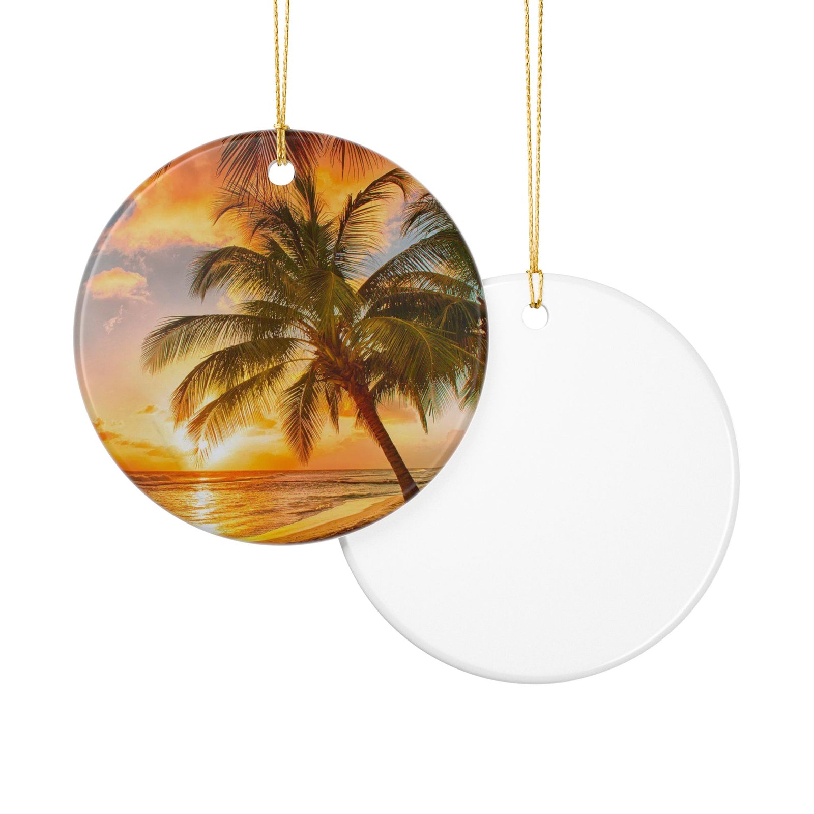 Tropical Palm Tree Ceramic Ornament – Coastal Holiday Decoration