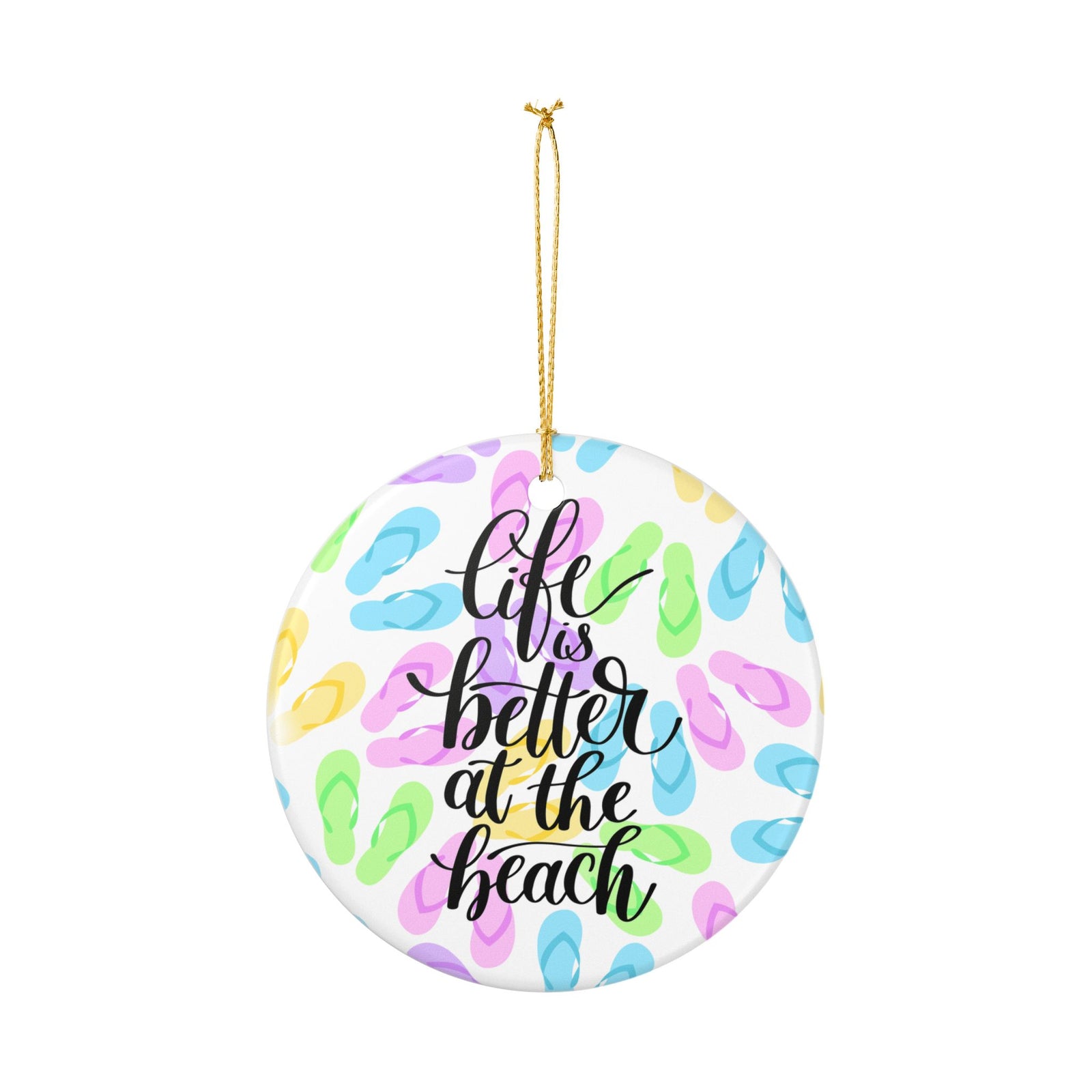 Beach Life Ceramic Ornament - Coastal Holiday Decoration