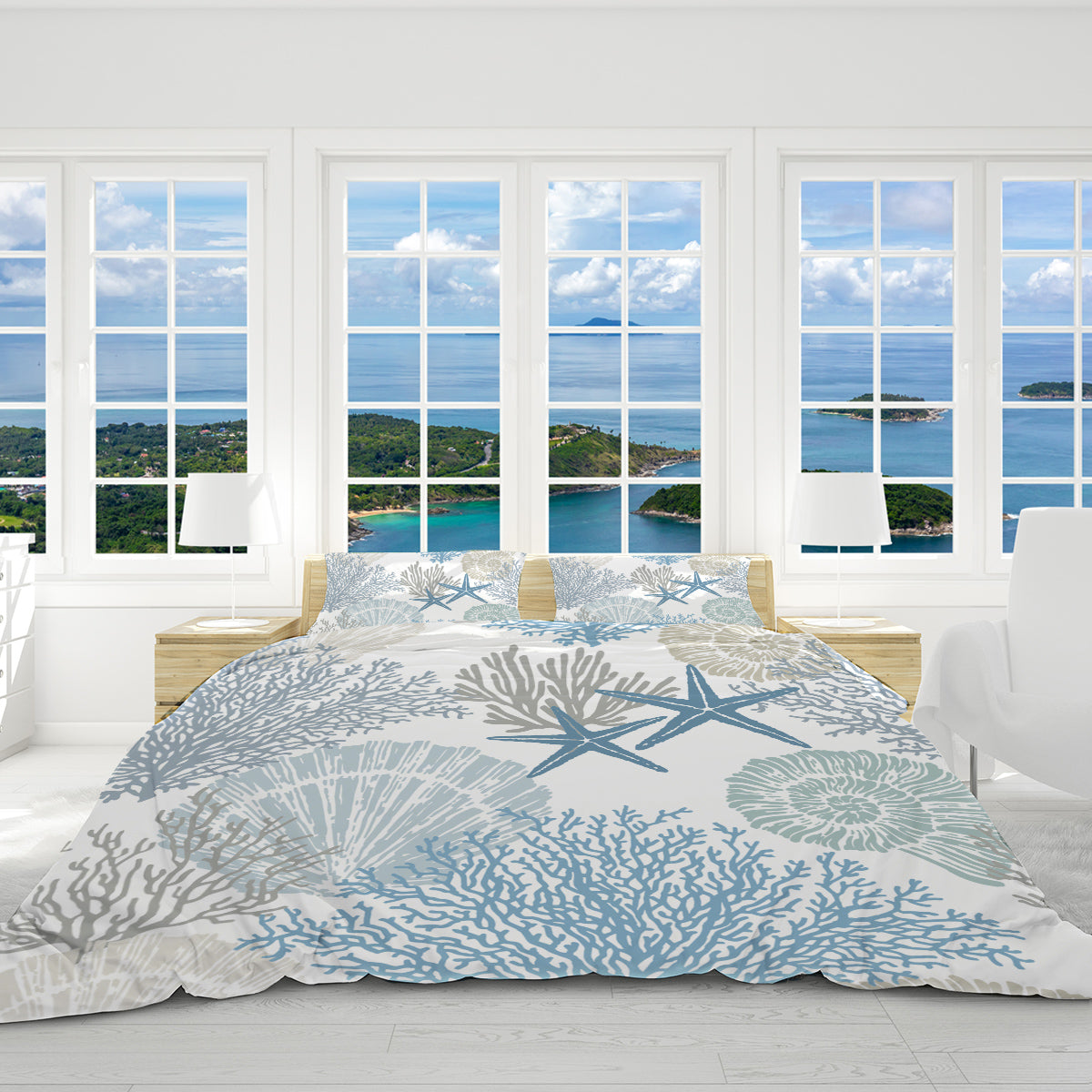 Coastal Coral Reversible Bedcover Set