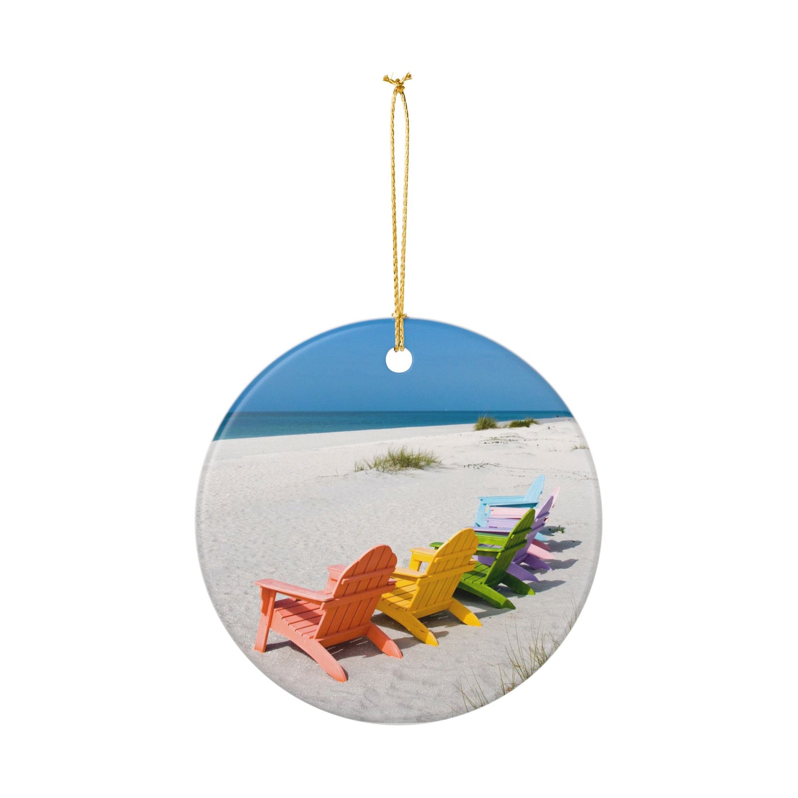 Beach Chairs Ceramic Ornament - Coastal Holiday Decoration