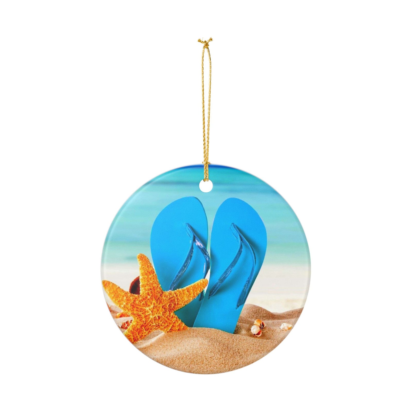 Flip Flop Christmas Ceramic Ornament - Coastal Holiday Decoration