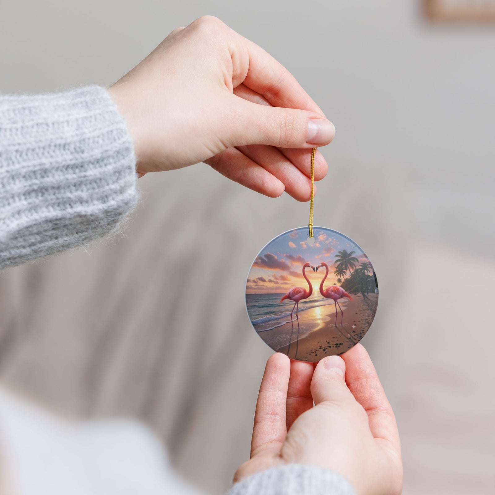 Tropical Love Ceramic Ornament - Coastal Holiday Decoration