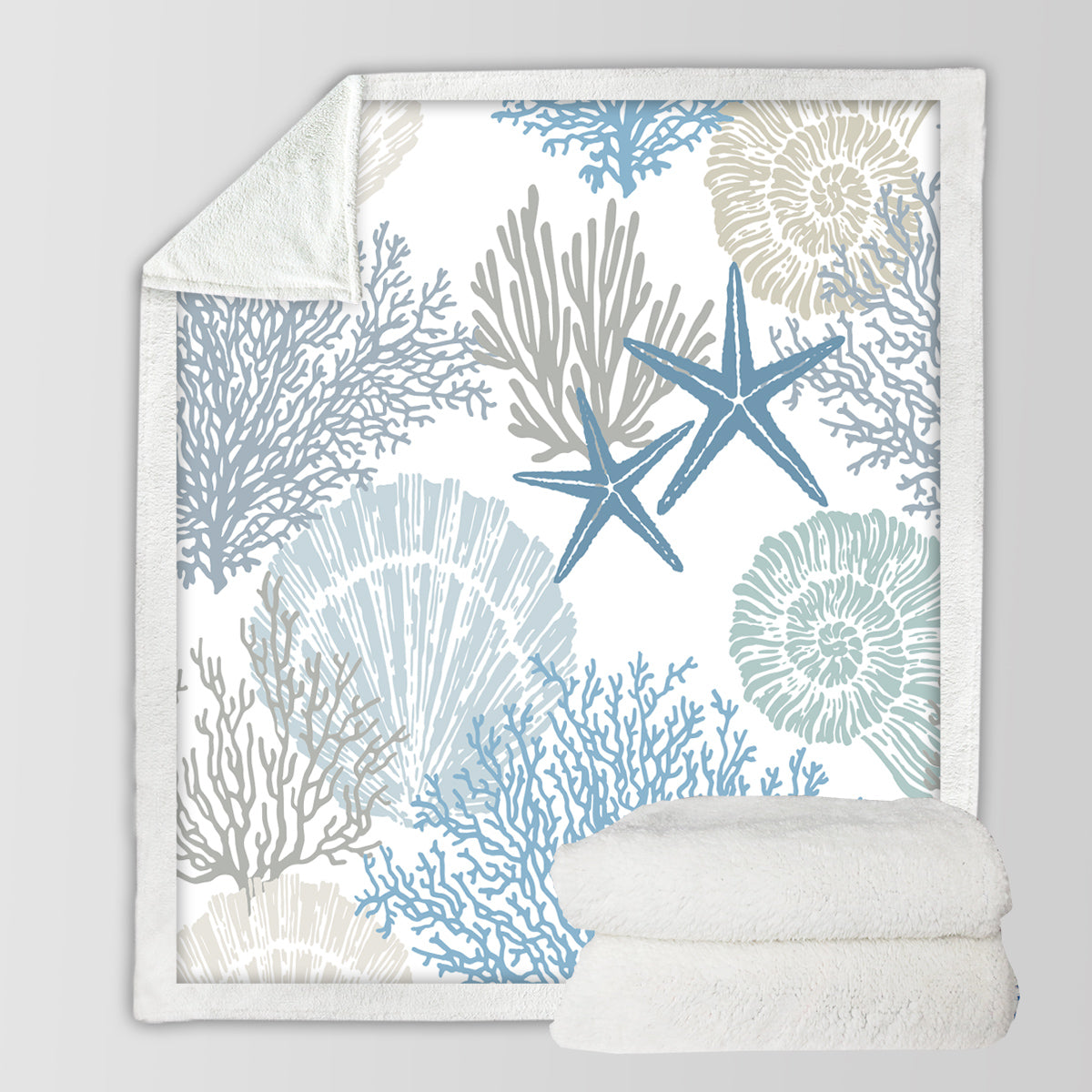 Coastal Coral Soft Sherpa Blanket