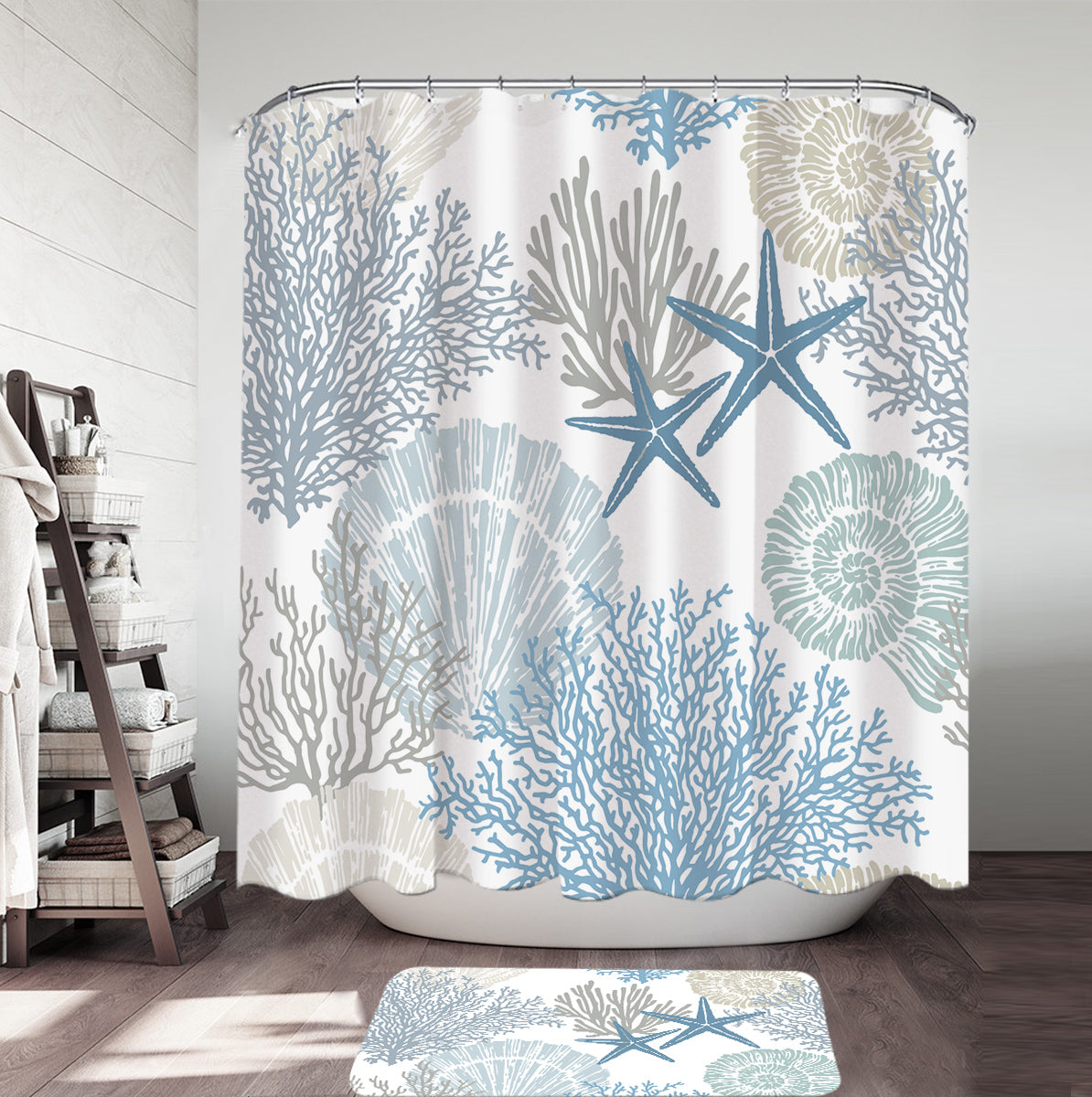 Coastal Coral Shower Curtain