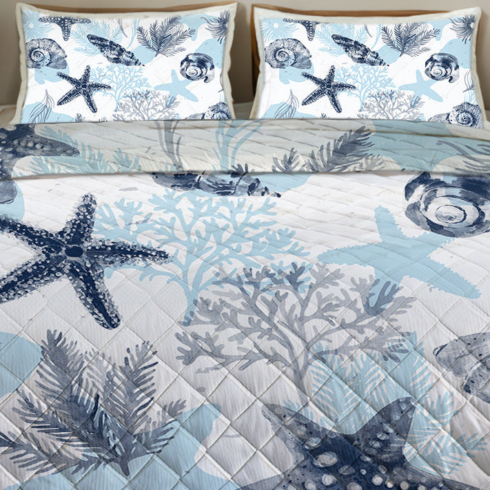 Ocean Blues Quilted Coverlet - Lightweight, Breathable & Super Soft