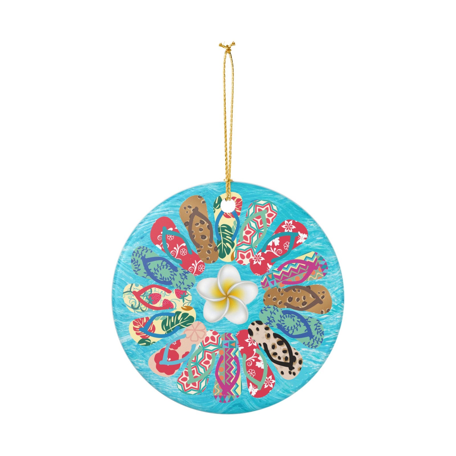 Flip Flop Flower Ceramic Ornament - Coastal Holiday Decoration