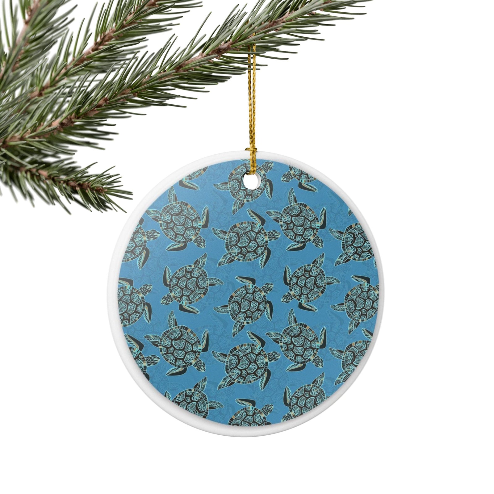 Sea Turtle Waltz Ceramic Ornament - Coastal Decoration