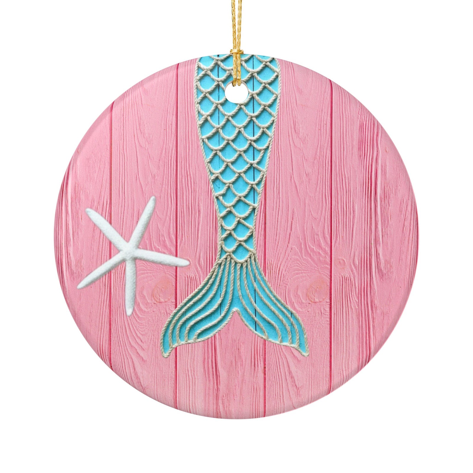 Mermaid Tail Ceramic Ornament - Coastal Holiday Decoration