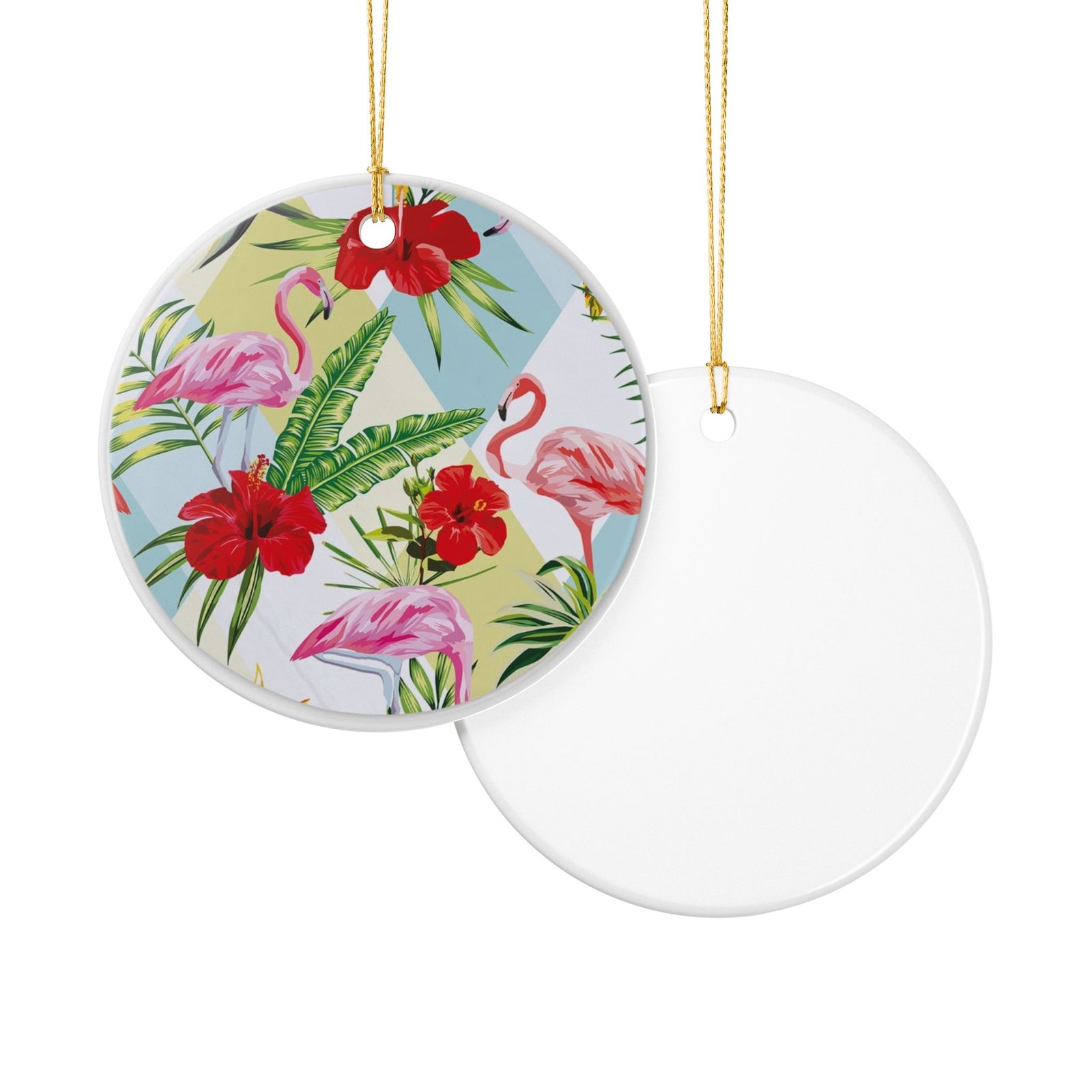 Tropical Flamingo Symphony Ceramic Ornament - Coastal Decoration