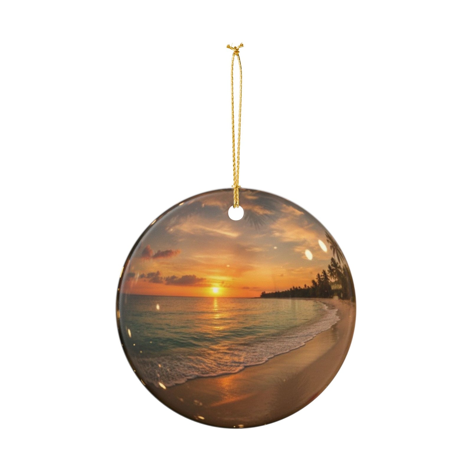 Beach Globe Ceramic Ornament - Coastal Holiday Decoration