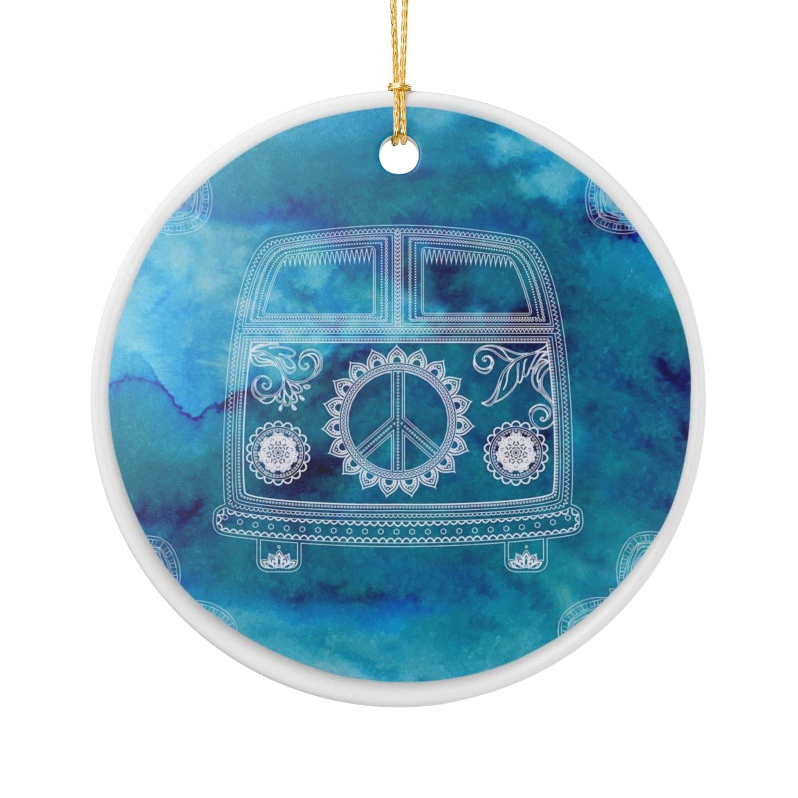 Peace Van Ceramic Ornament - Coastal Holiday Decoration