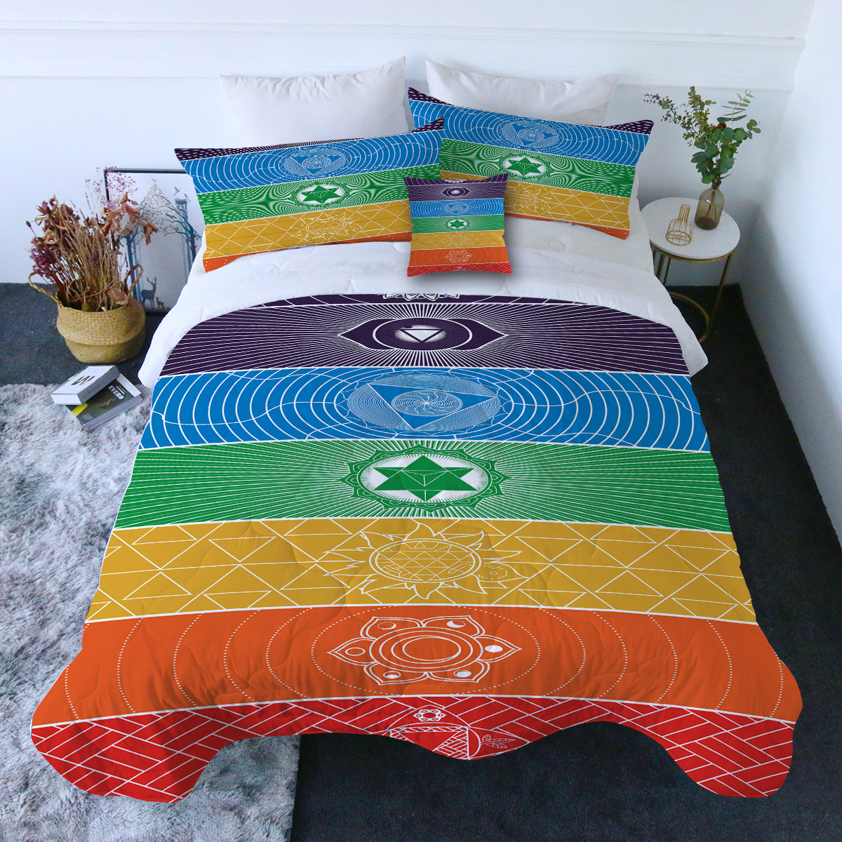 Chakra Yoga Comforter with Shams and Pillow Cover
