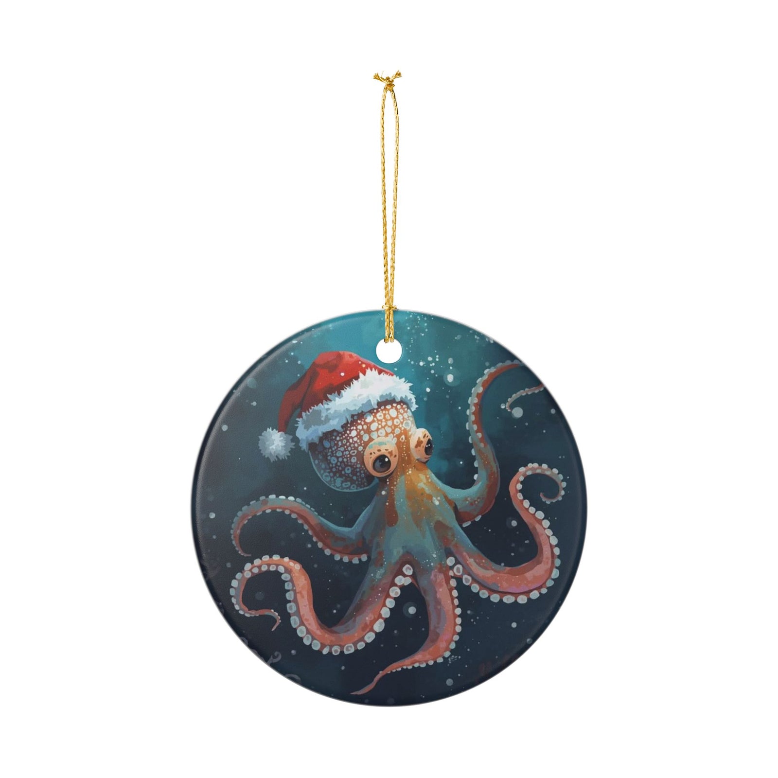 Santa-pus Ceramic Ornament - Coastal Holiday Decoration