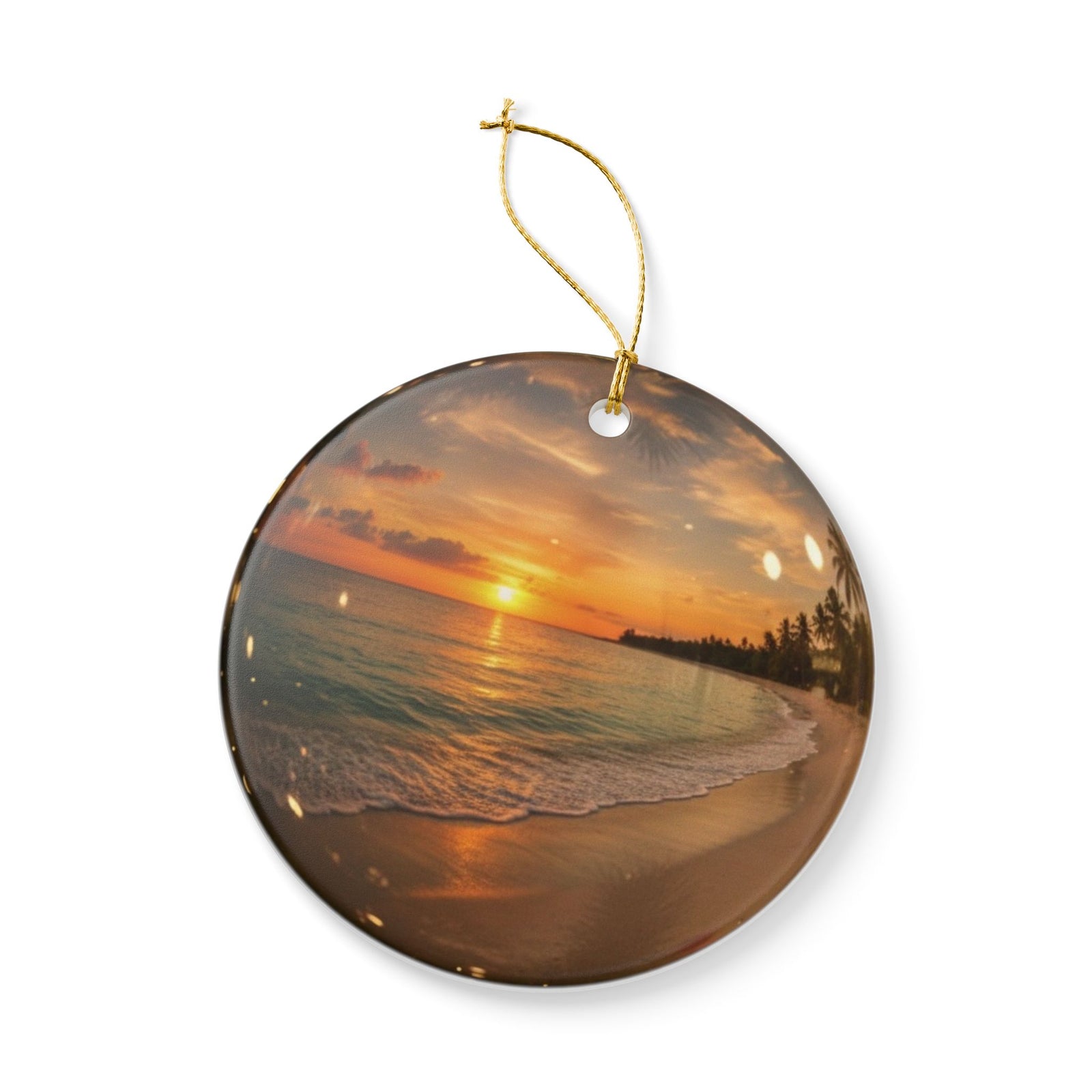 Beach Globe Ceramic Ornament - Coastal Holiday Decoration
