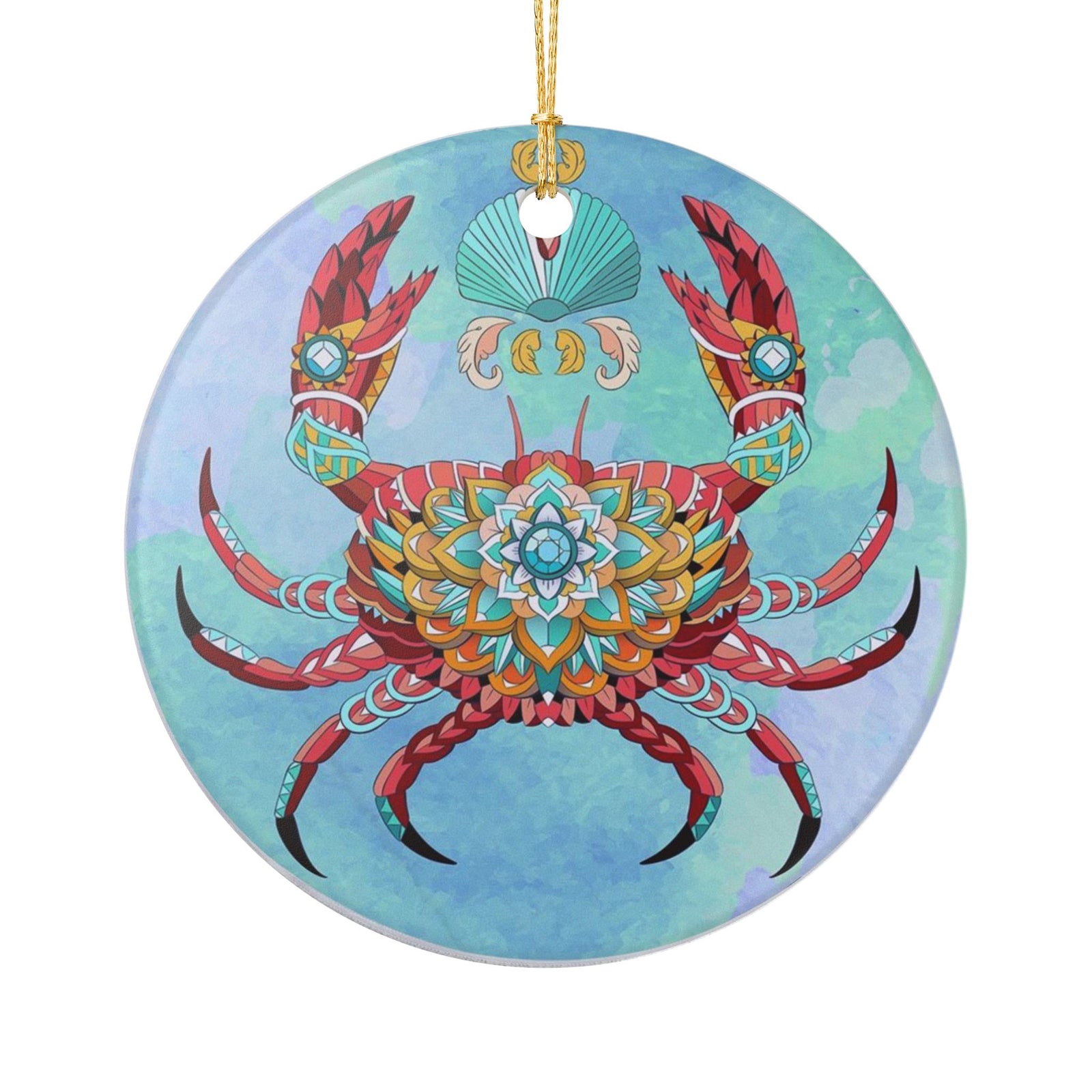 Crab Queen Ceramic Ornament - Coastal Holiday Decoration