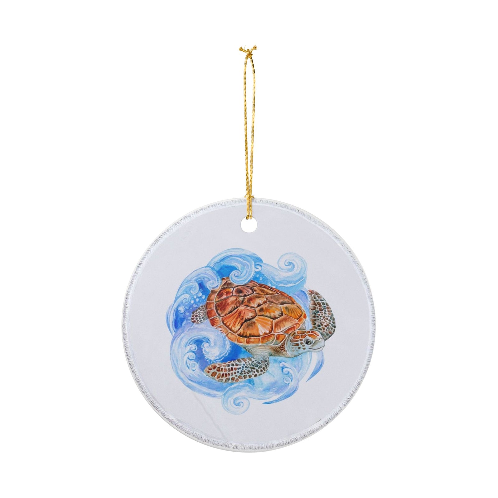 Sea Turtle's Dance Ceramic Ornament - Coastal Decoration