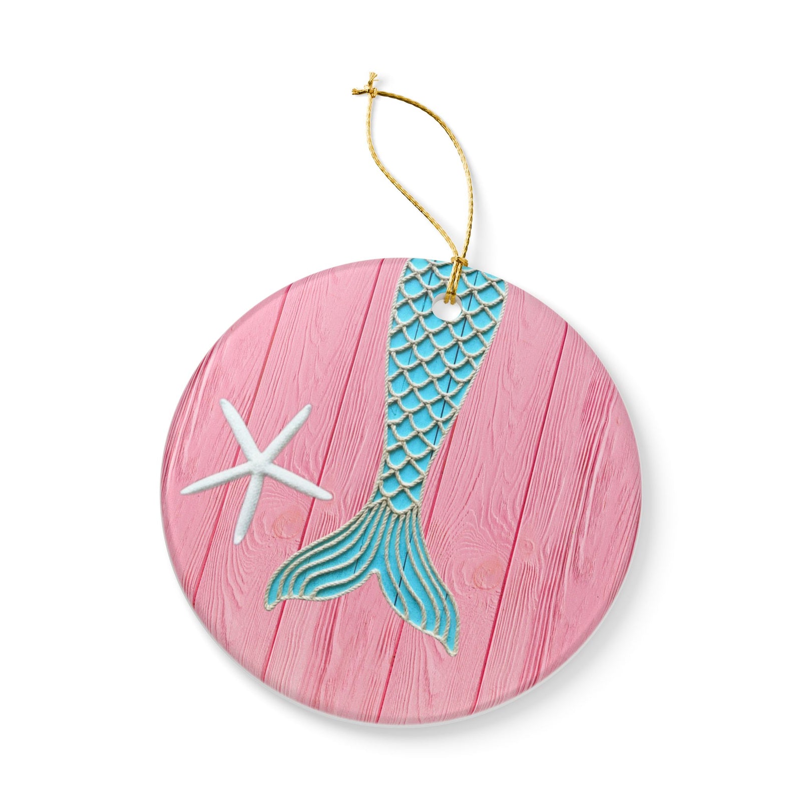 Mermaid Tail Ceramic Ornament - Coastal Holiday Decoration