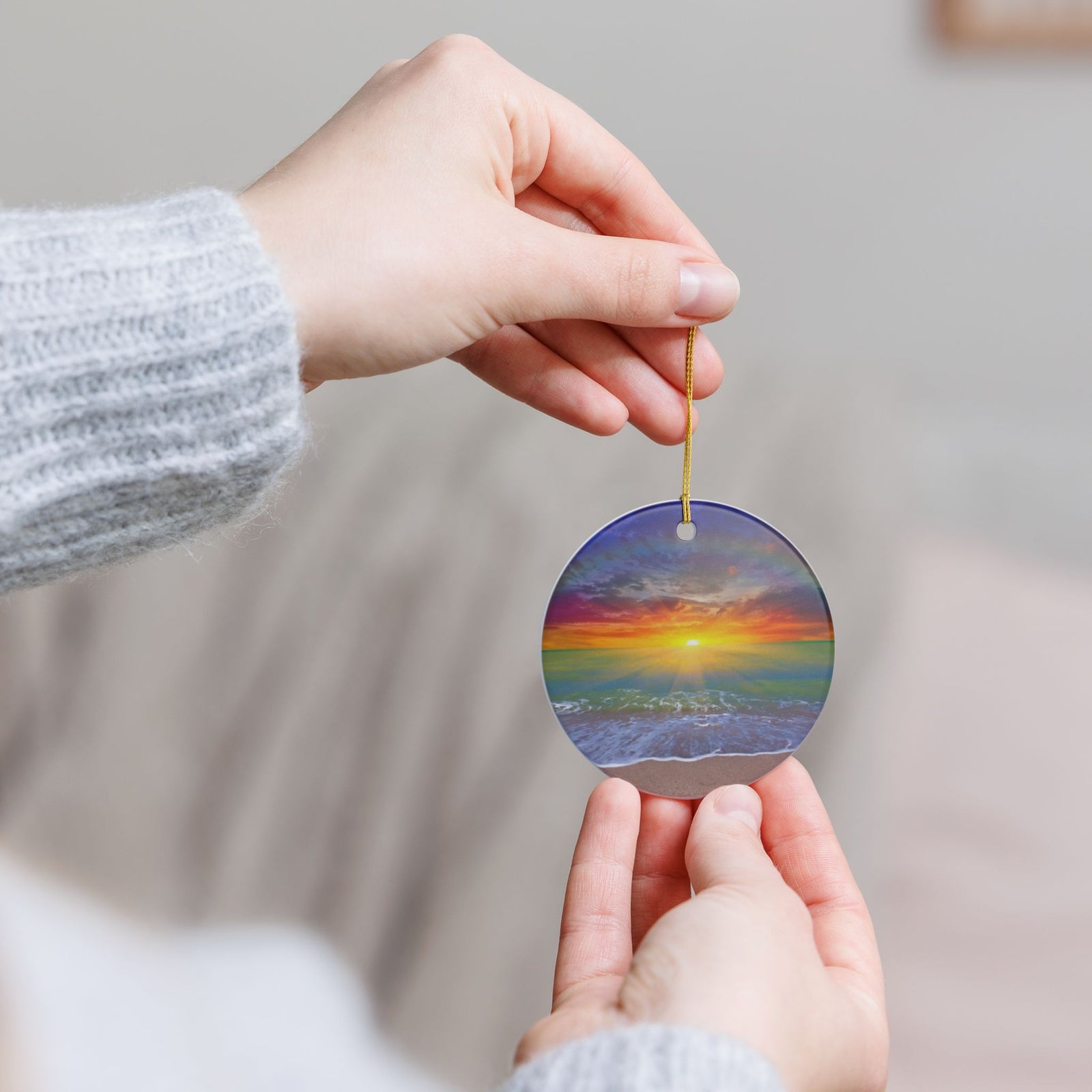Sunrise Show Ceramic Ornament - Coastal Holiday Decoration