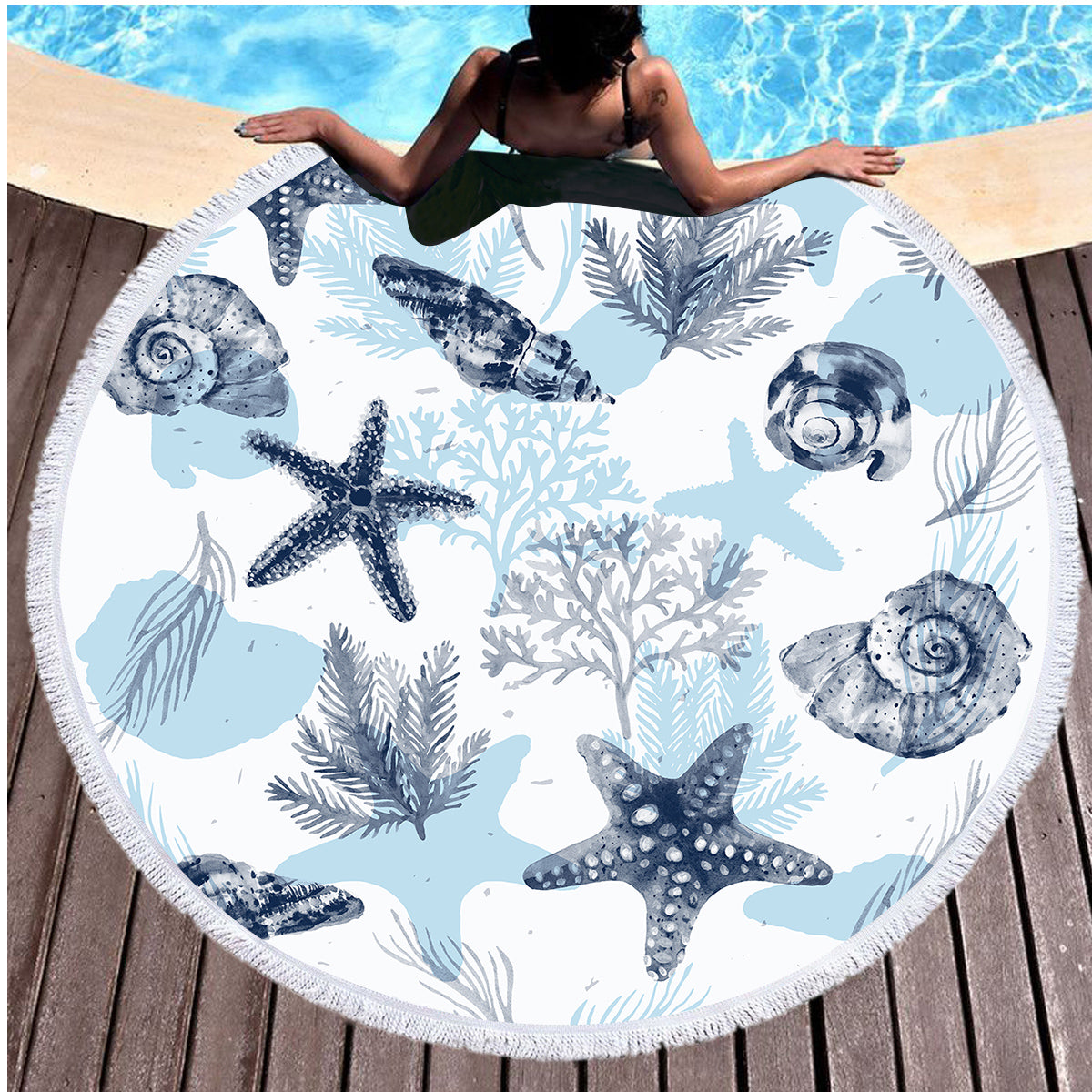 Ocean Blues Round Beach Towel