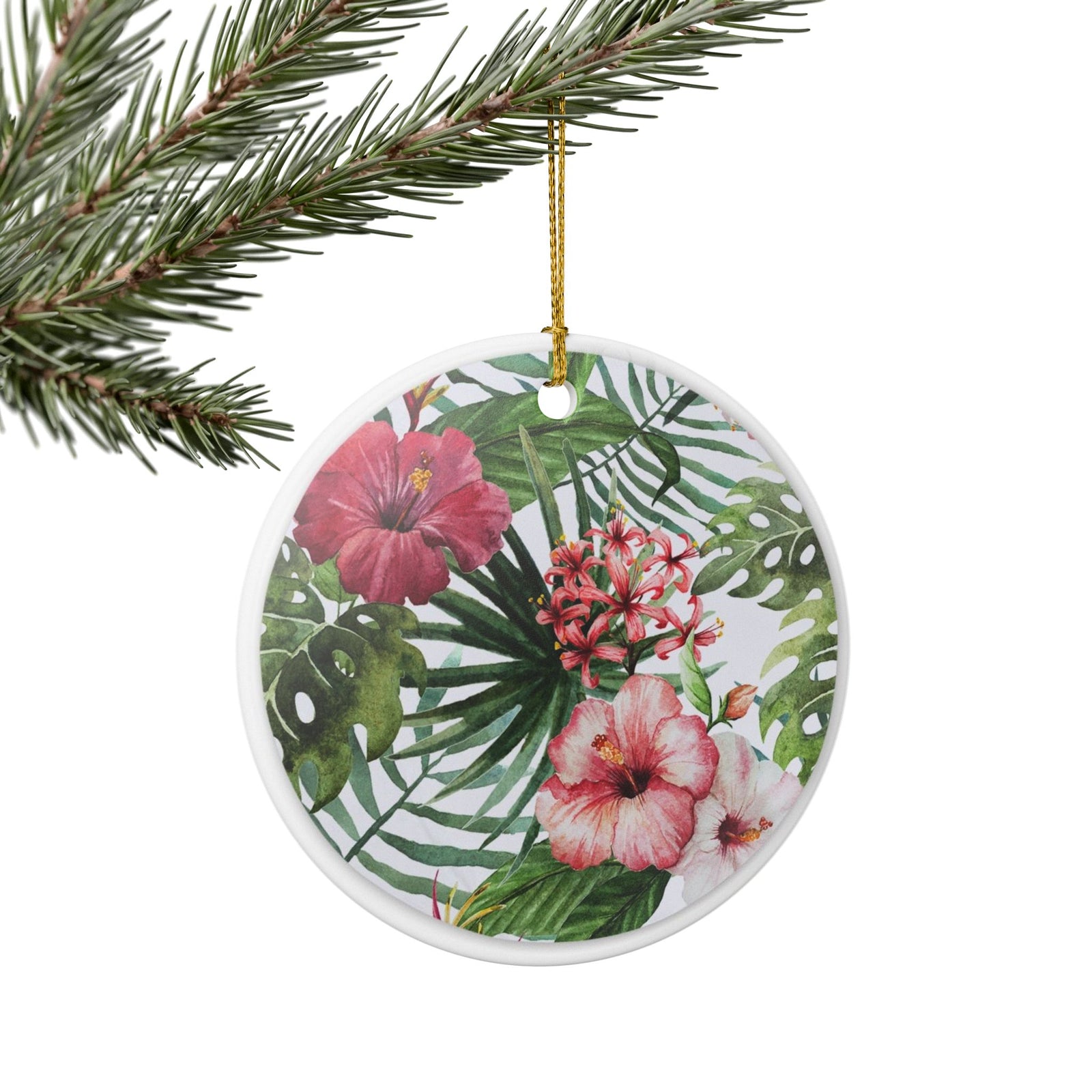 Tropical Bloom Ceramic Ornament - Coastal Decoration