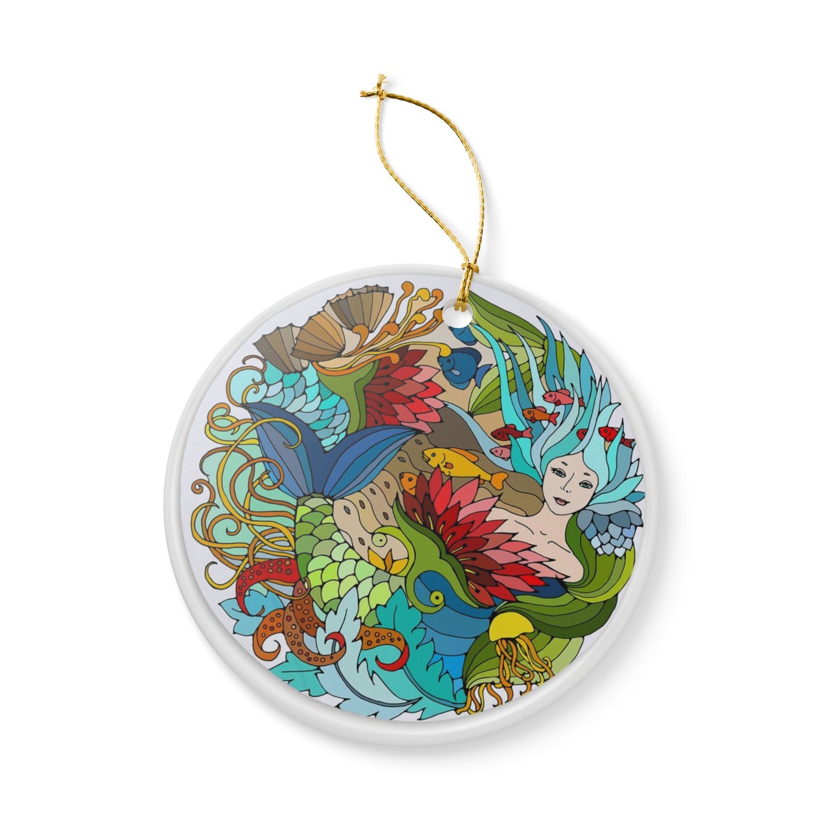 Sea of Dreams Ceramic Ornament - Coastal Holiday Decoration