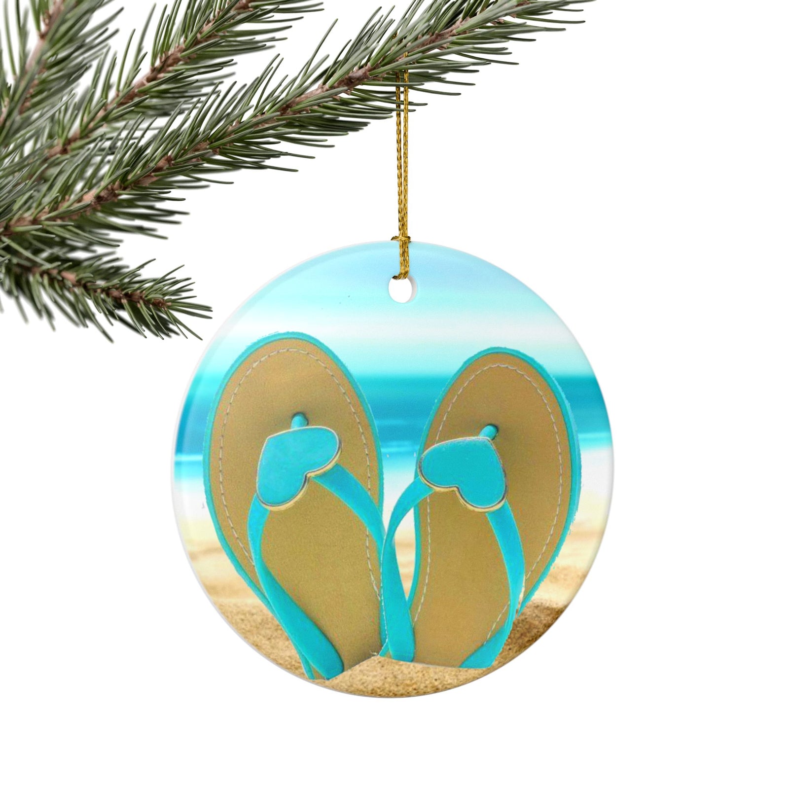 Flip Flops Ceramic Ornament - Coastal Holiday Decoration