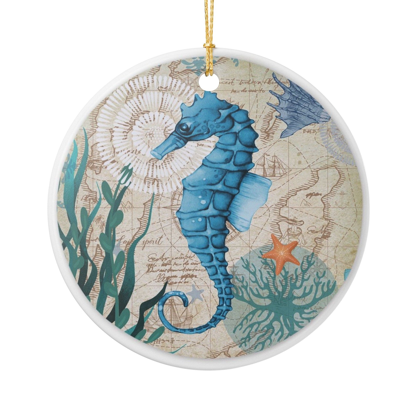 Seahorse Voyage Ceramic Ornament - Coastal Decoration