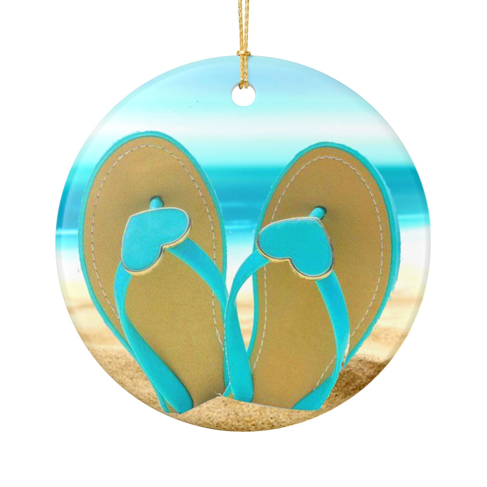 Flip Flops Ceramic Ornament - Coastal Holiday Decoration