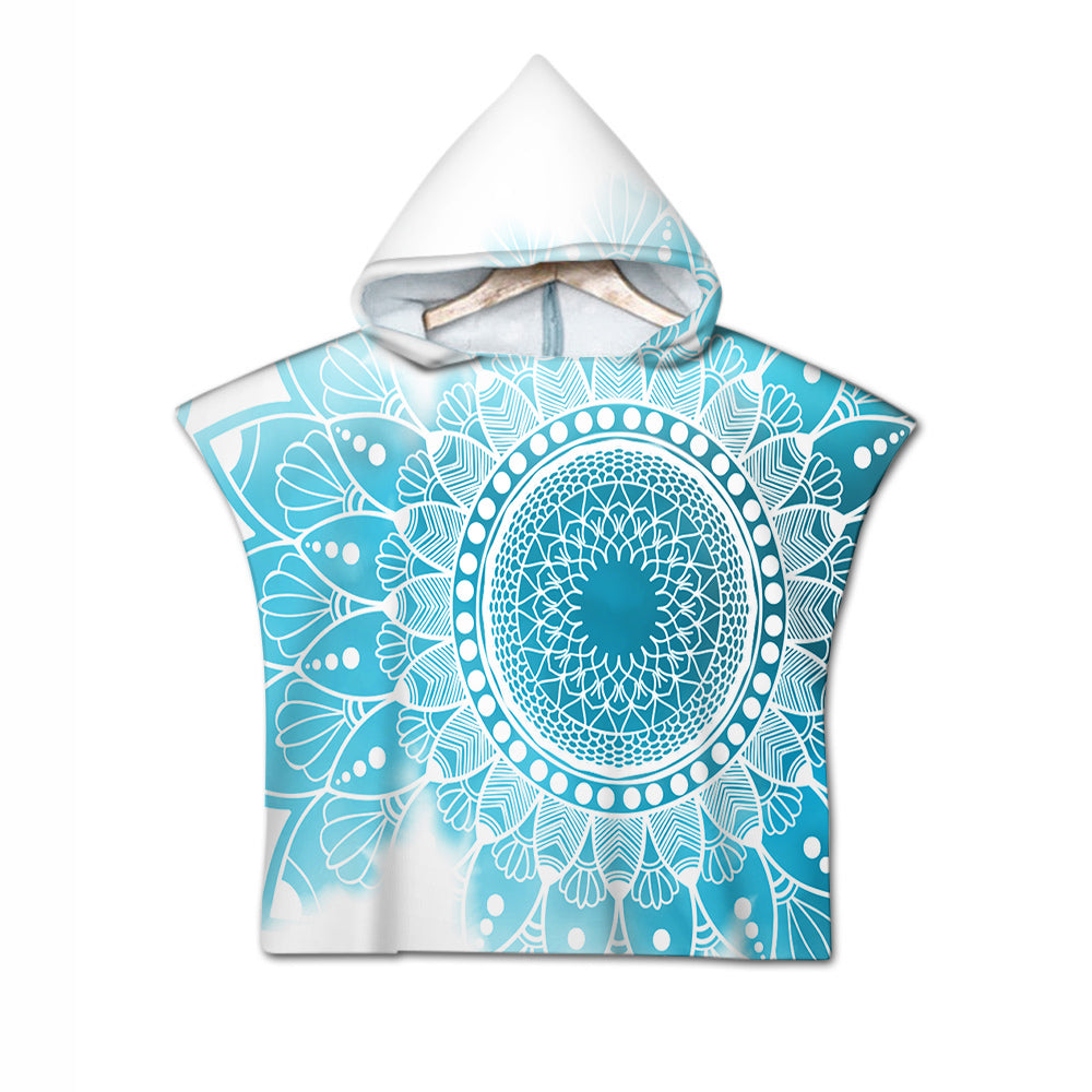 Bohemian Blues Quick-Dry Hooded Poncho Towel