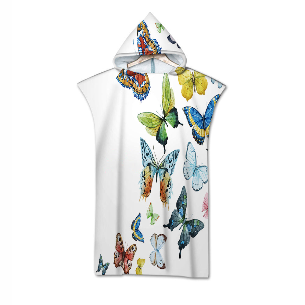 Butterflies Quick-Dry Hooded Poncho Towel