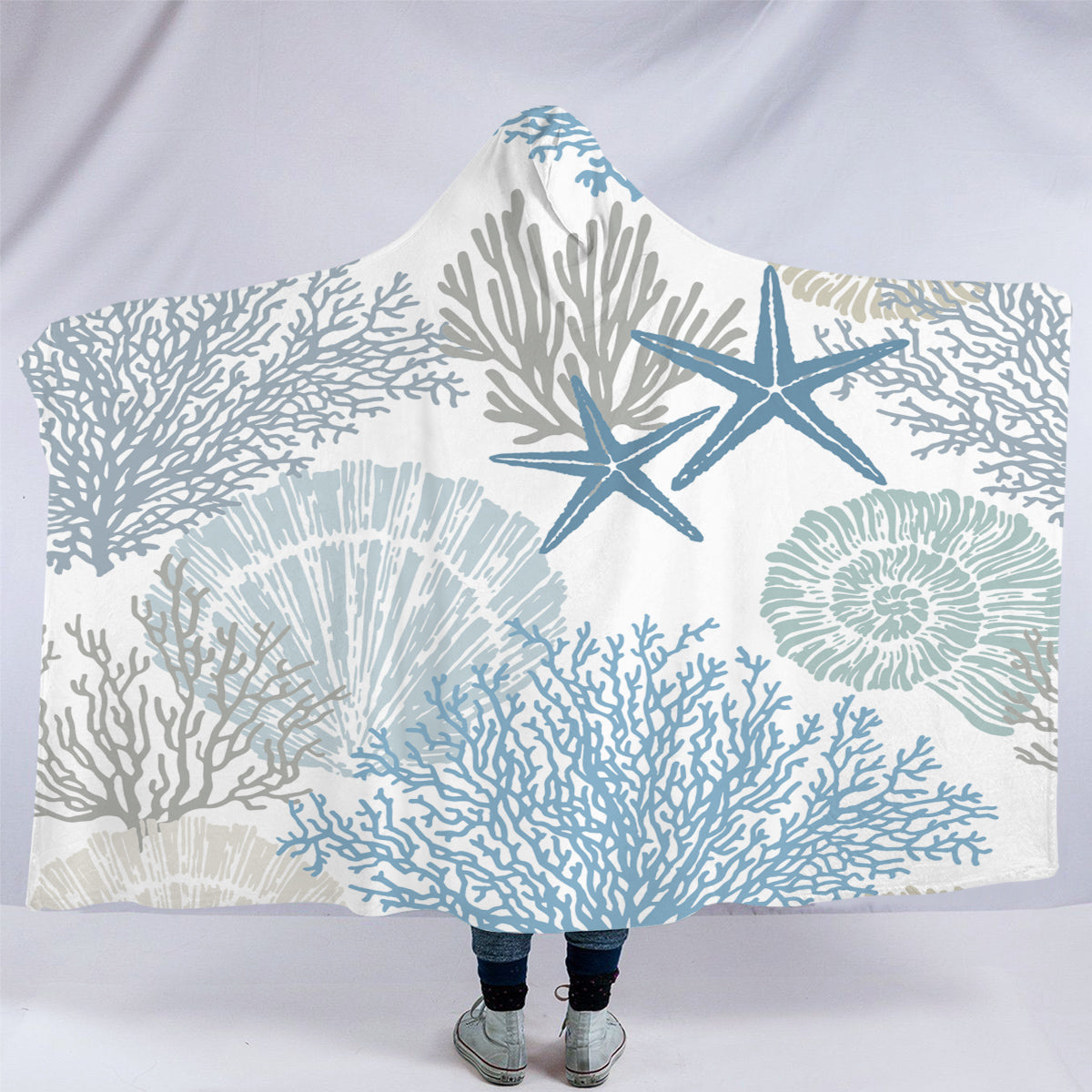 Coastal Coral Hooded Blanket