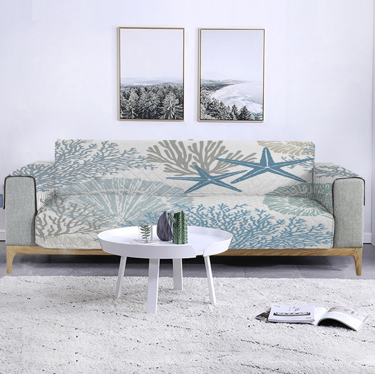 Coastal Coral Sofa Cover