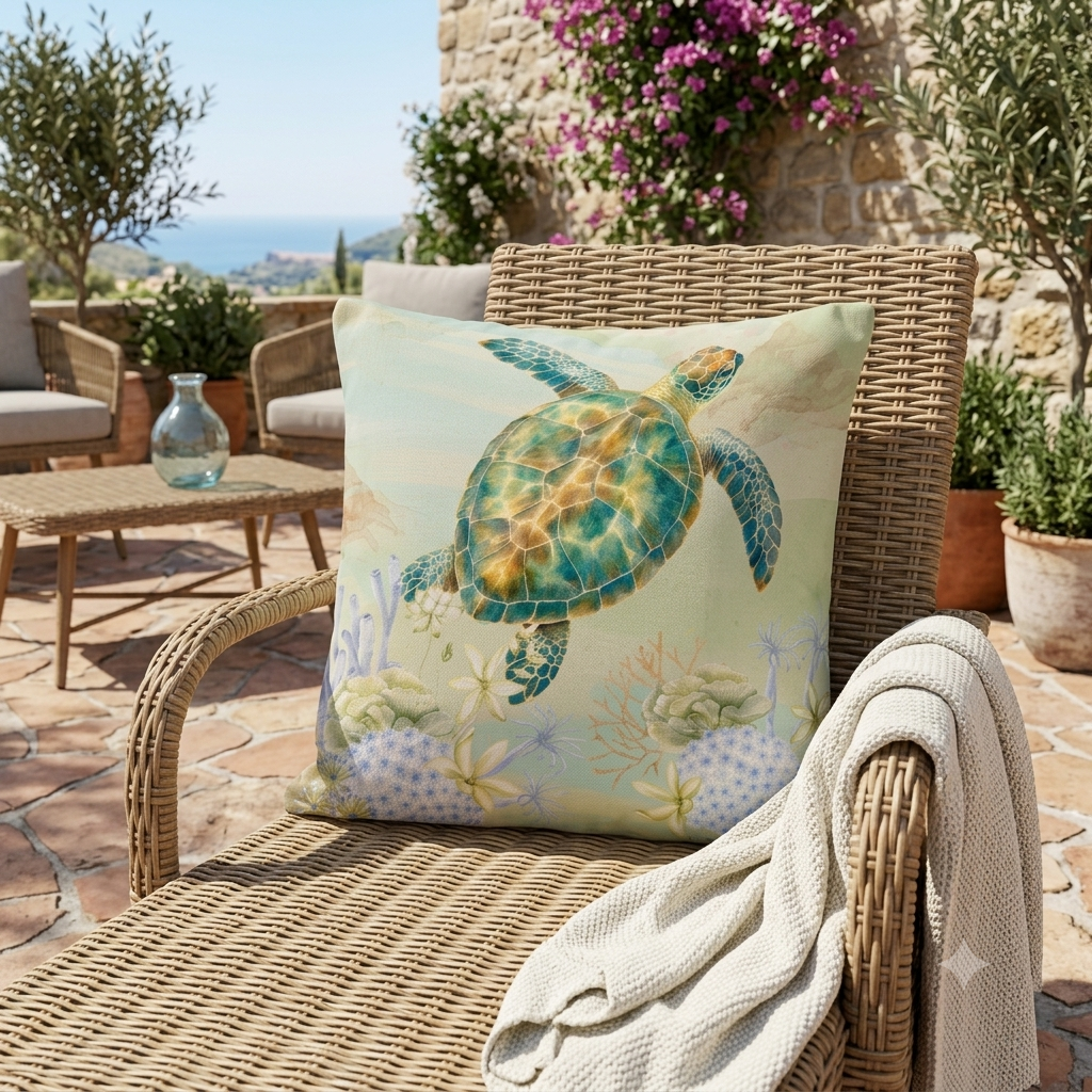 The Emerald Sea Turtle Pillow Cover