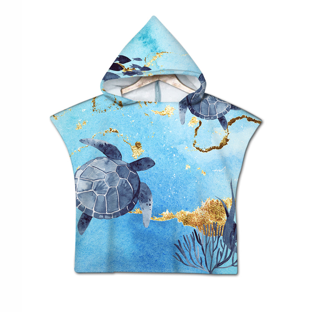 Golden Sea turtle Bay Quick-Dry Hooded Poncho Towel