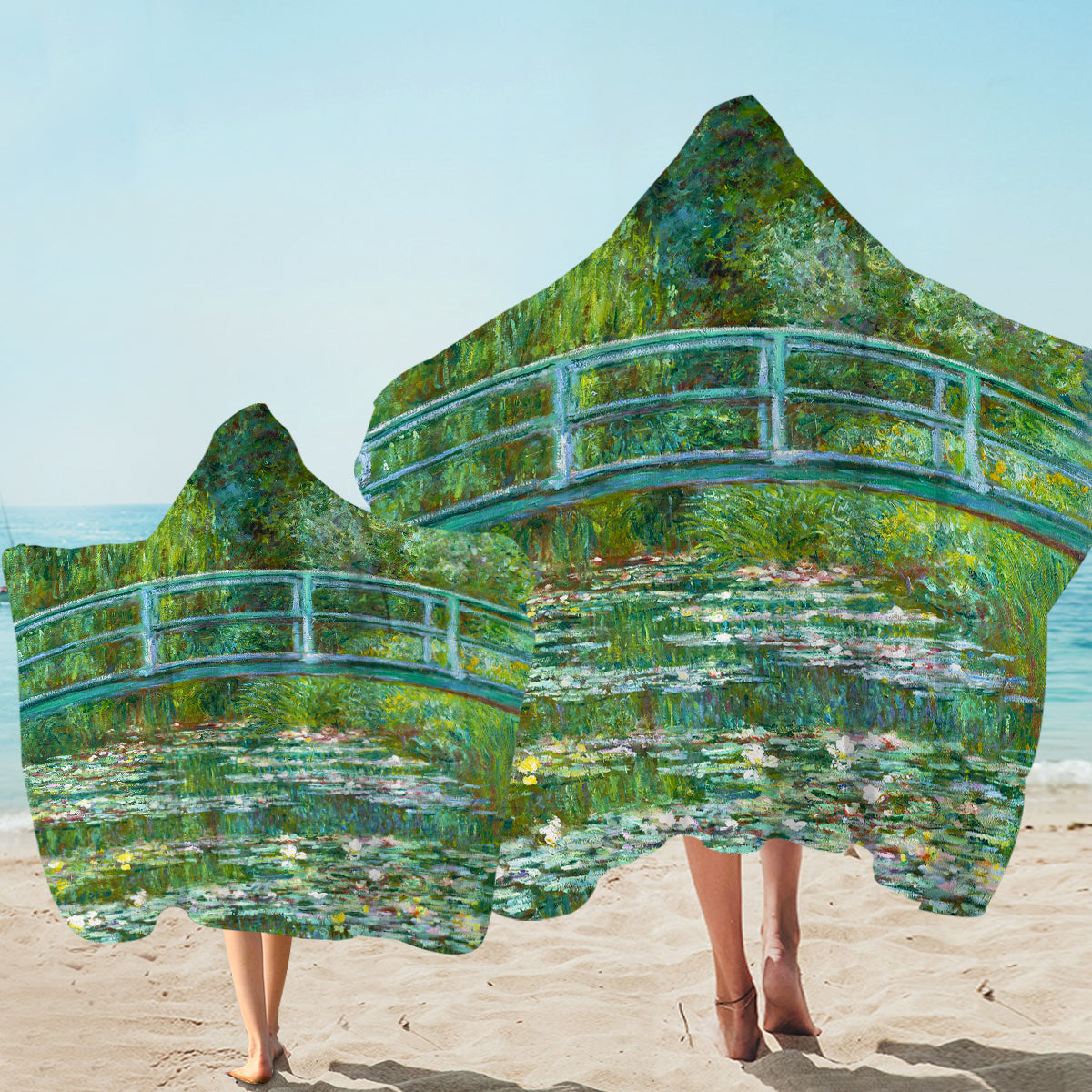 Claude Monet Water Lily Pond Hooded Towel