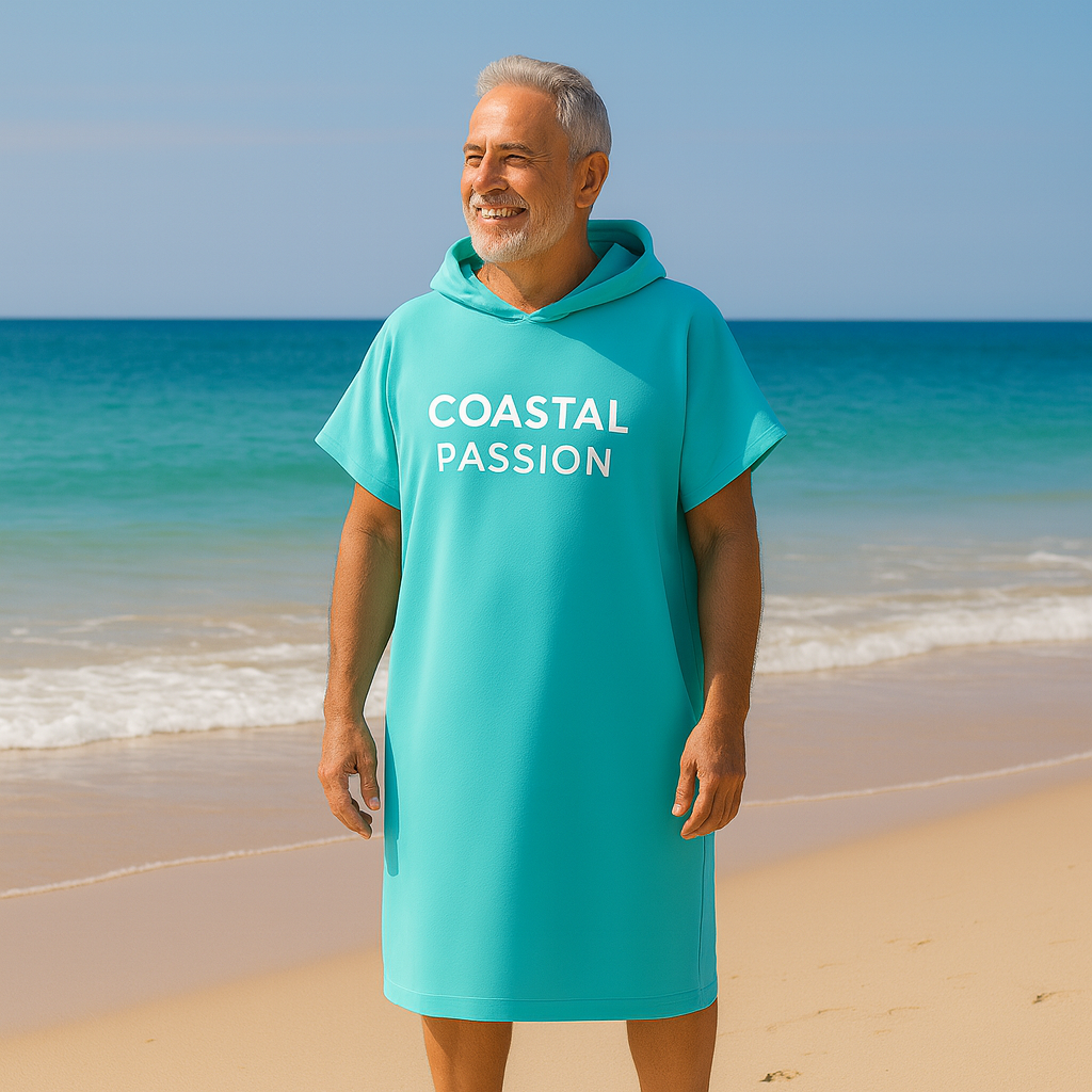 Hibiscus Sea Turtle Quick-Dry Hooded Poncho Towel