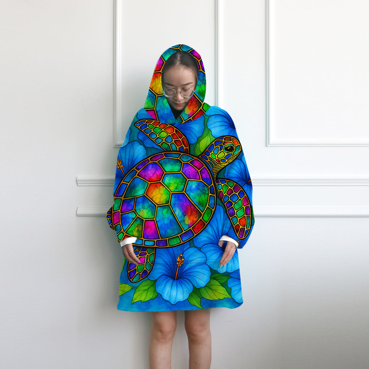 Hibiscus Sea Turtle Wearable Blanket Hoodie