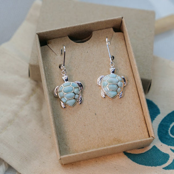 Caribbean Larimar Sea Turtle Jewelry Set