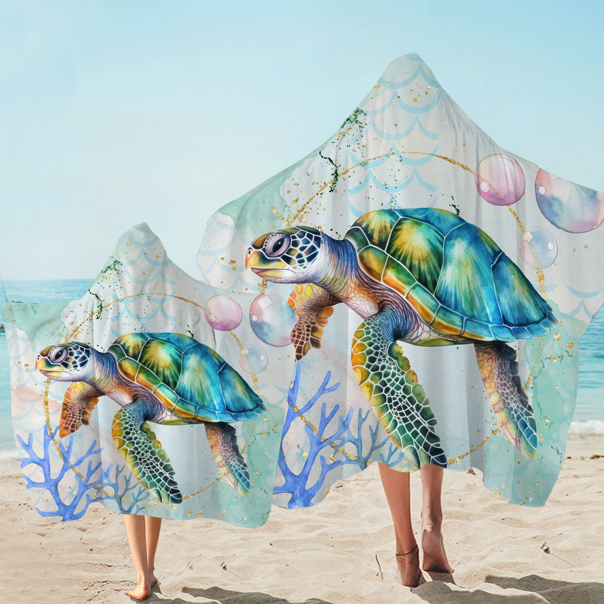 Dreamy Sea Turtle Hooded Towel