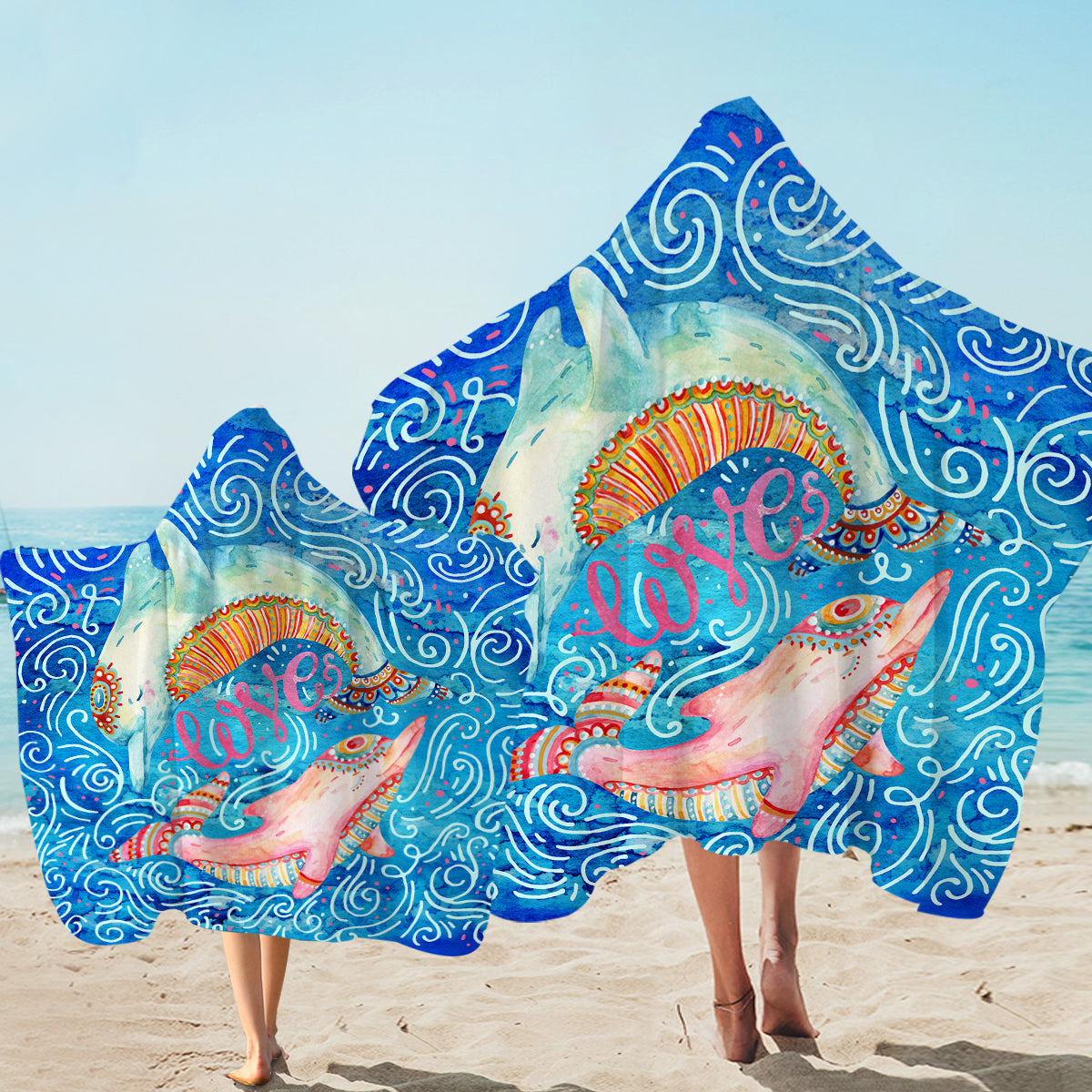 The Love Dolphins Hooded Towel