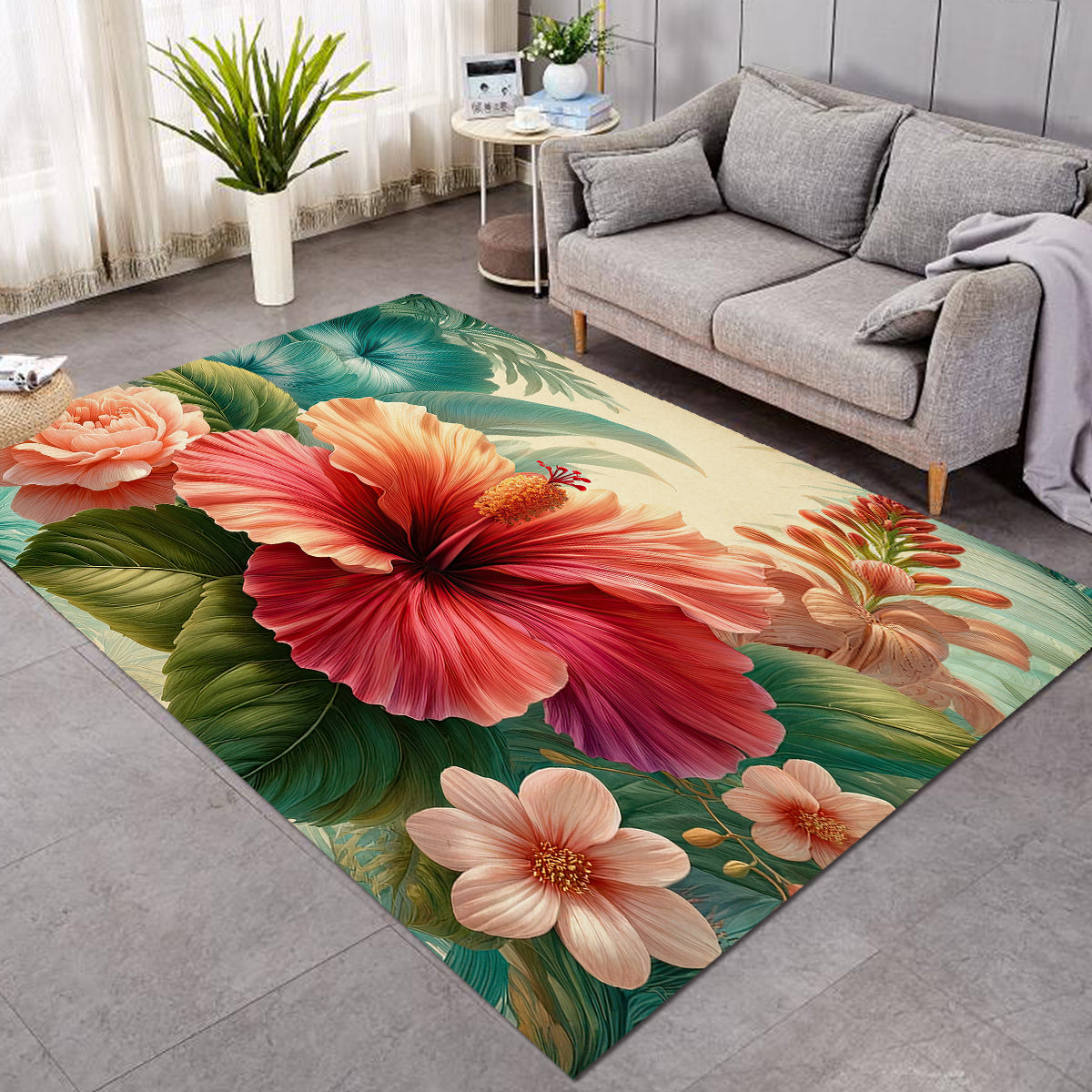 Hibiscus Flower Area Rug