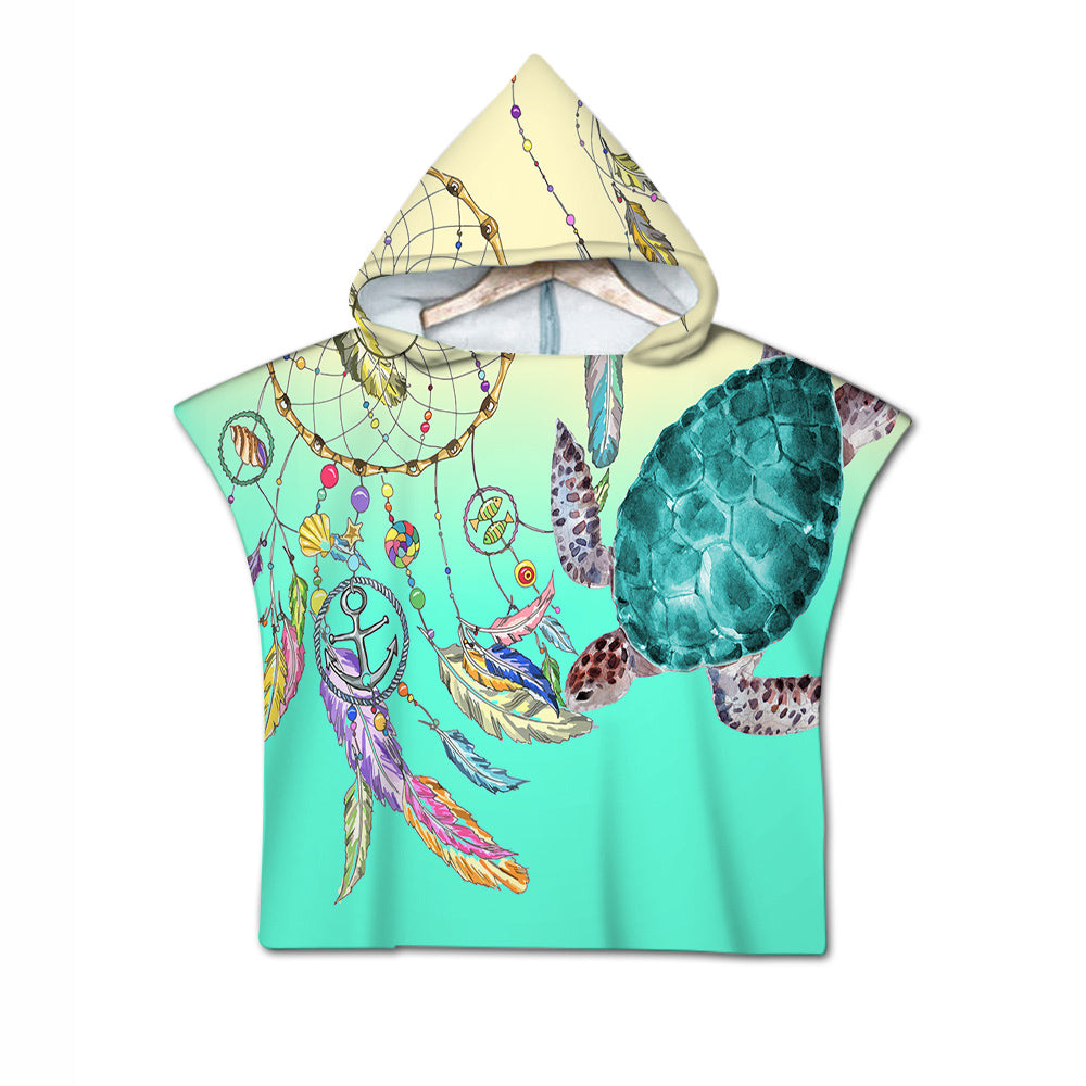 The Dreamcatcher and Sea Turtle Quick-Dry Hooded Poncho Towel
