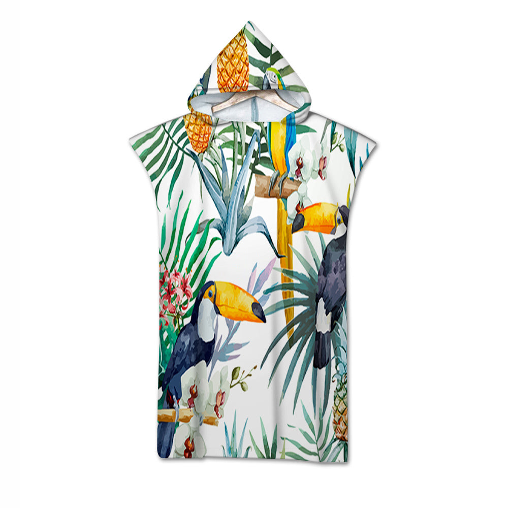 Tropical Toucans Quick-Dry Hooded Poncho Towel