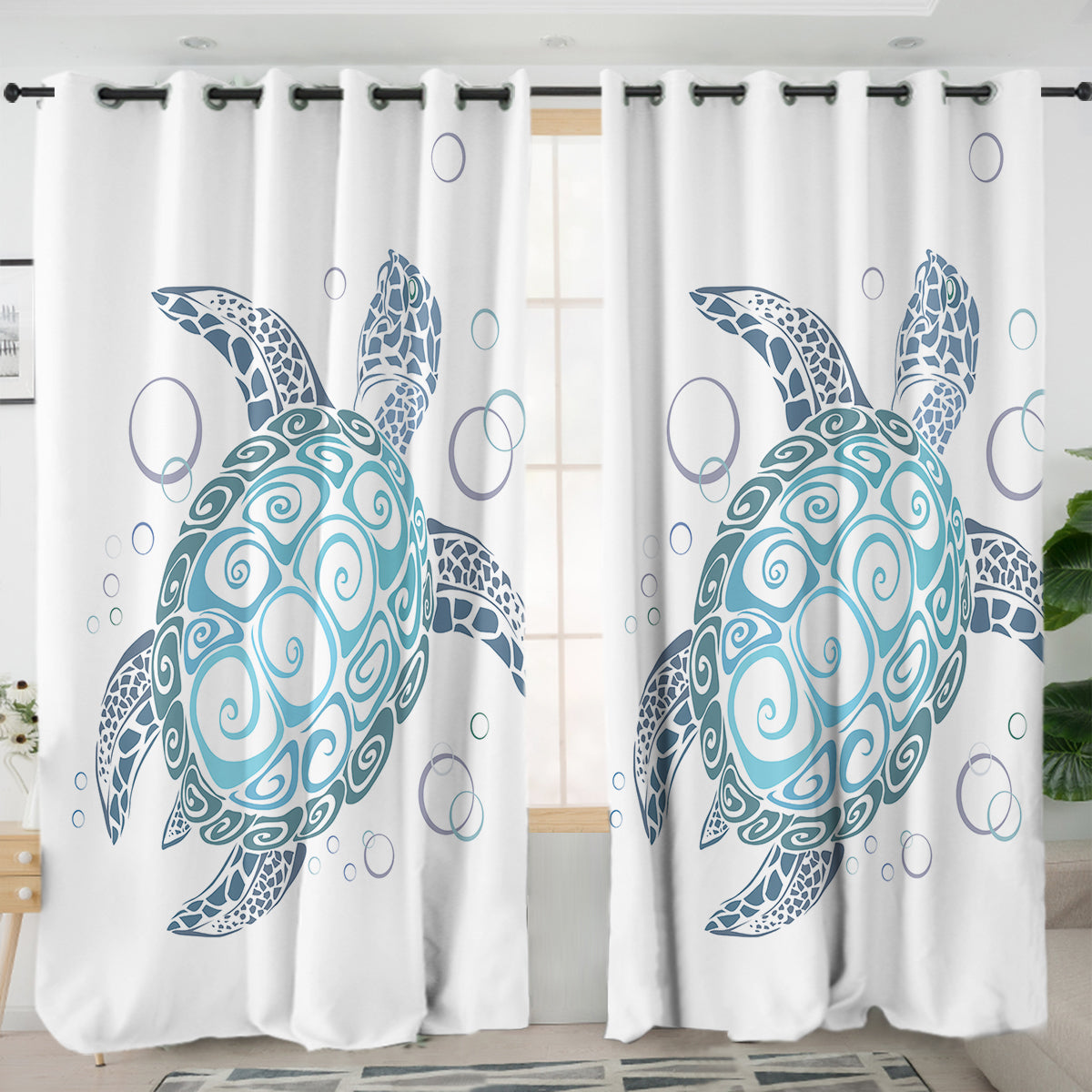 White Turtle Twist Curtains