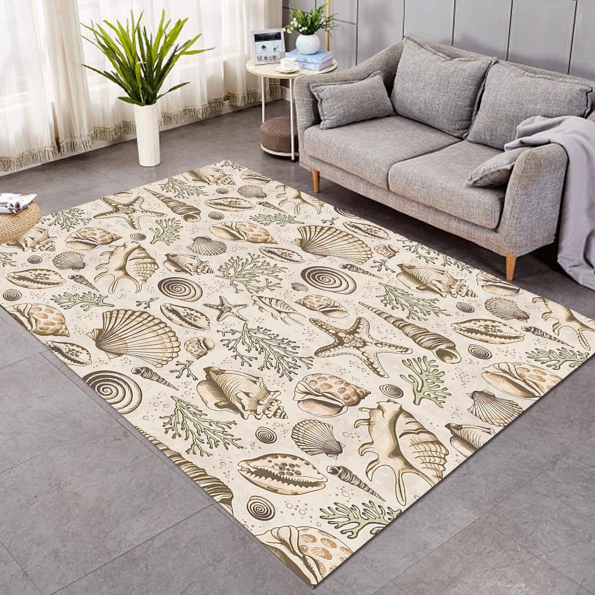 Brown Seashells Area Rug