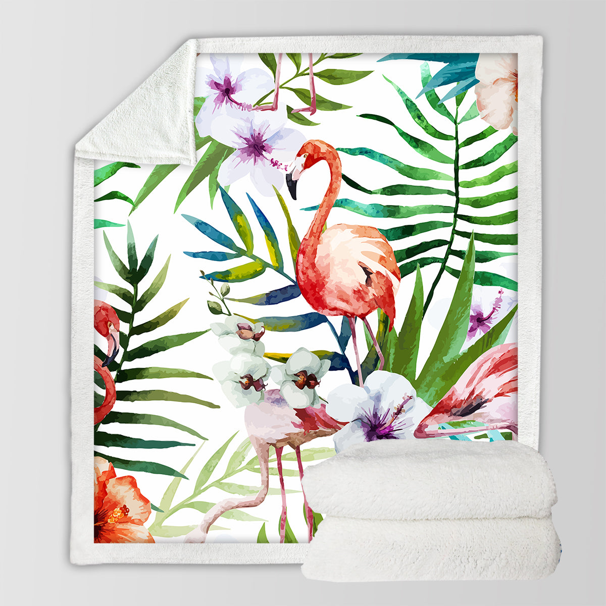Flamingo Tropics Soft Sherpa Blanket
