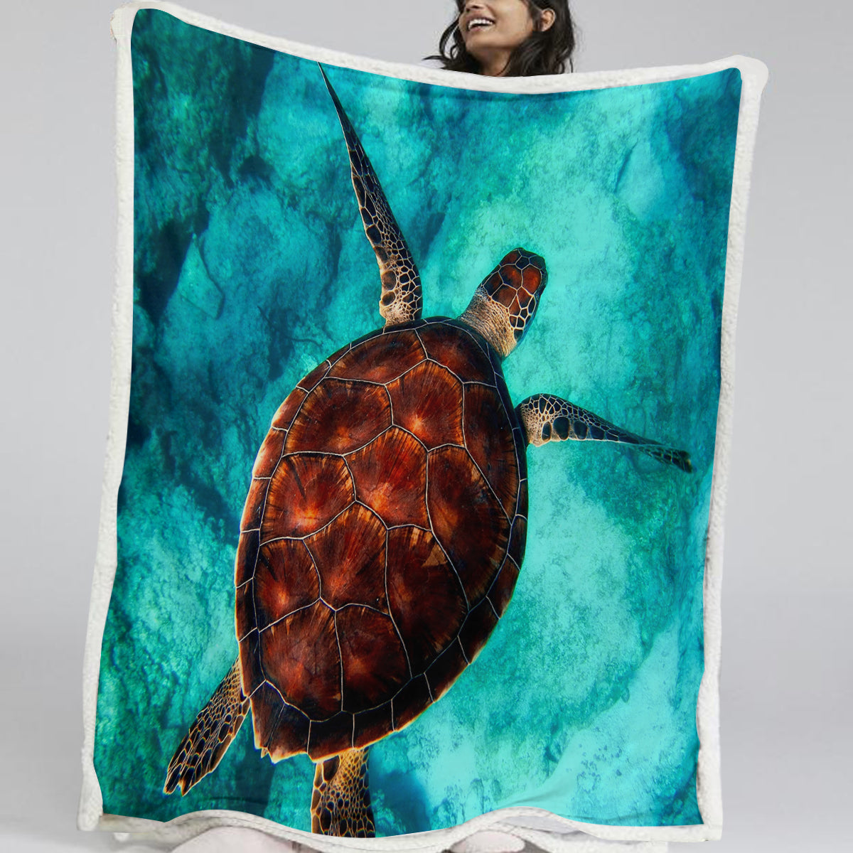 Sea Turtle Vibes Sherpa Blanket